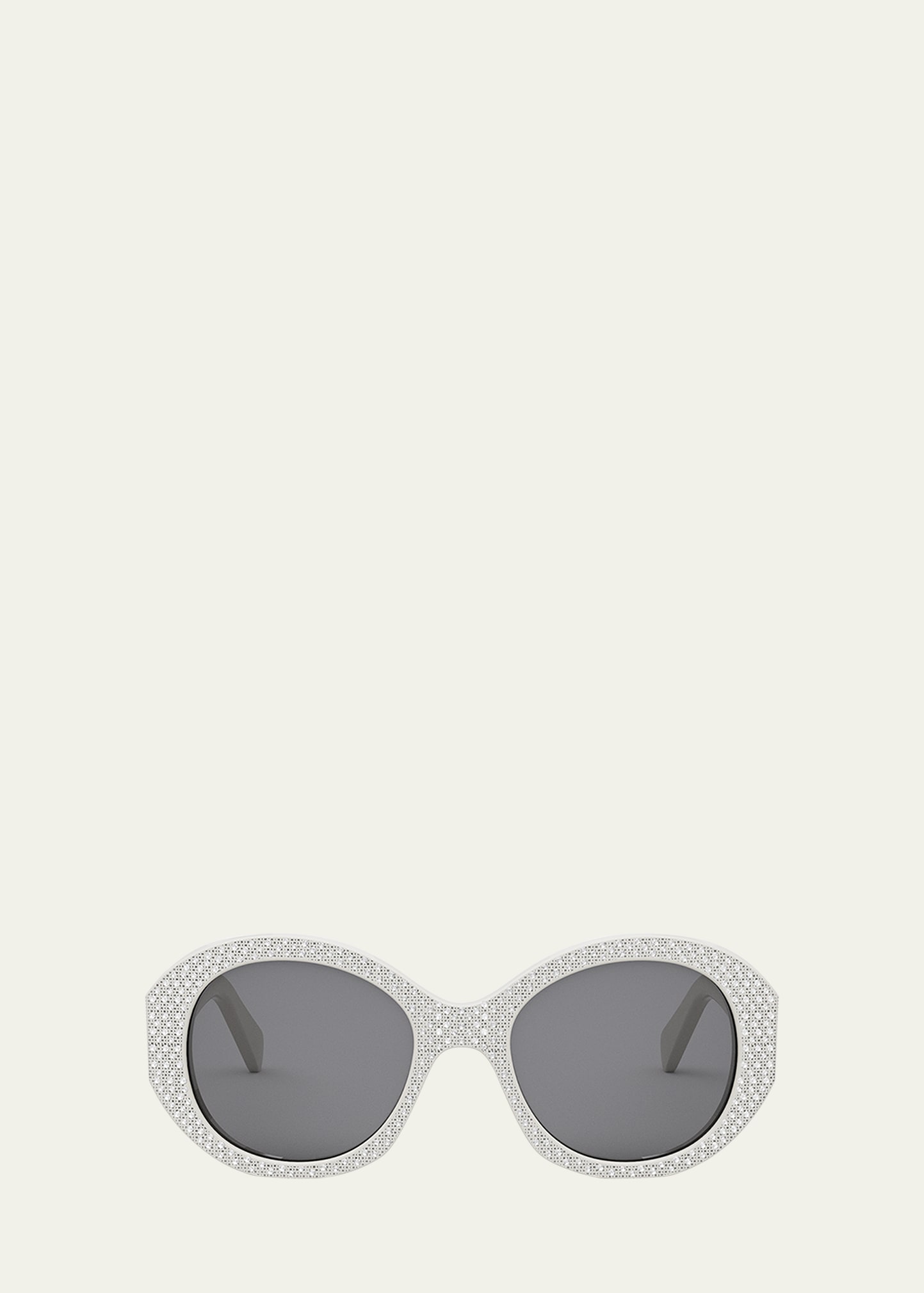 Celine Embellished Acetate Round Sunglasses In Ivry/smk