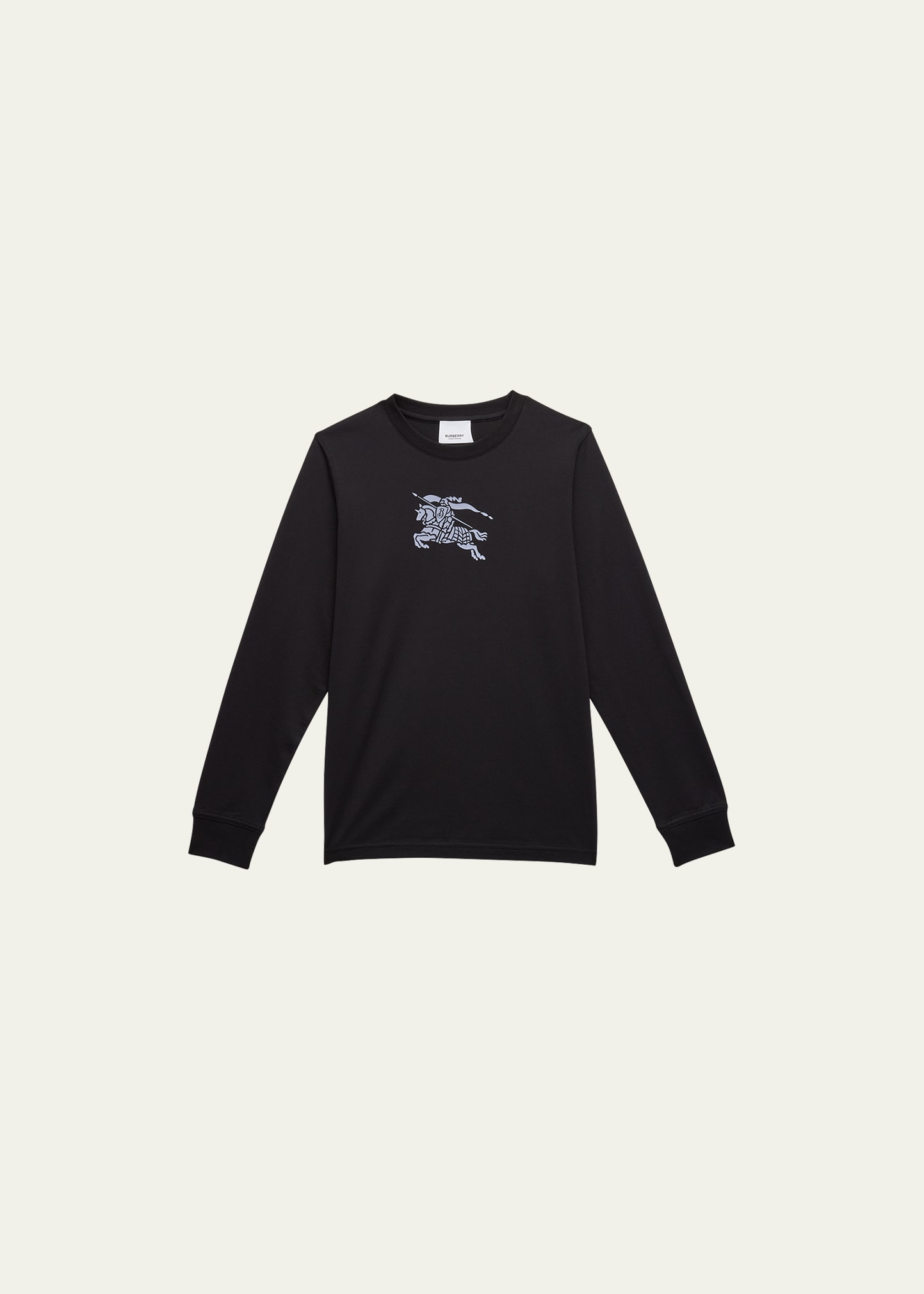 Burberry Kids' Boy's Cedar Equestrian Knight Design-print T-shirt In Black