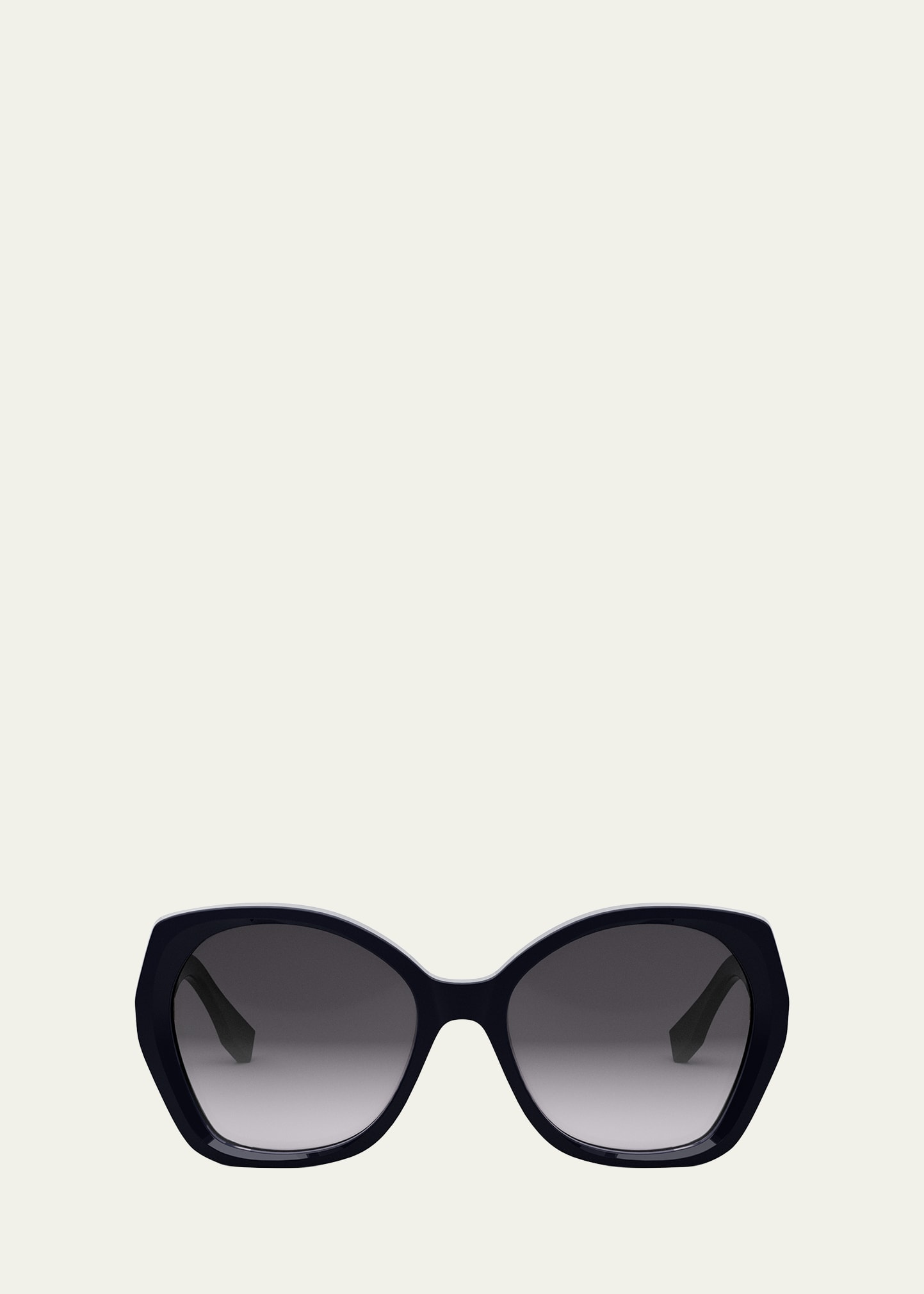 Shop Fendi Lettering Acetate Butterfly Sunglasses In Sblu/smk