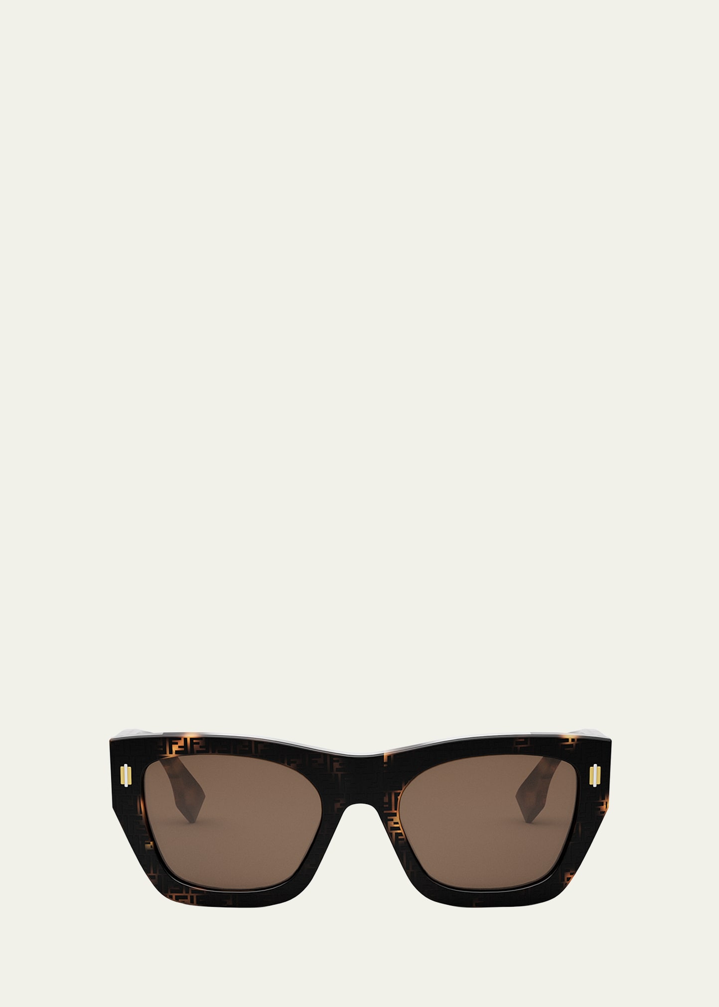 Shop Fendi Roma Acetate Rectangle Sunglasses In Col/hav/brn