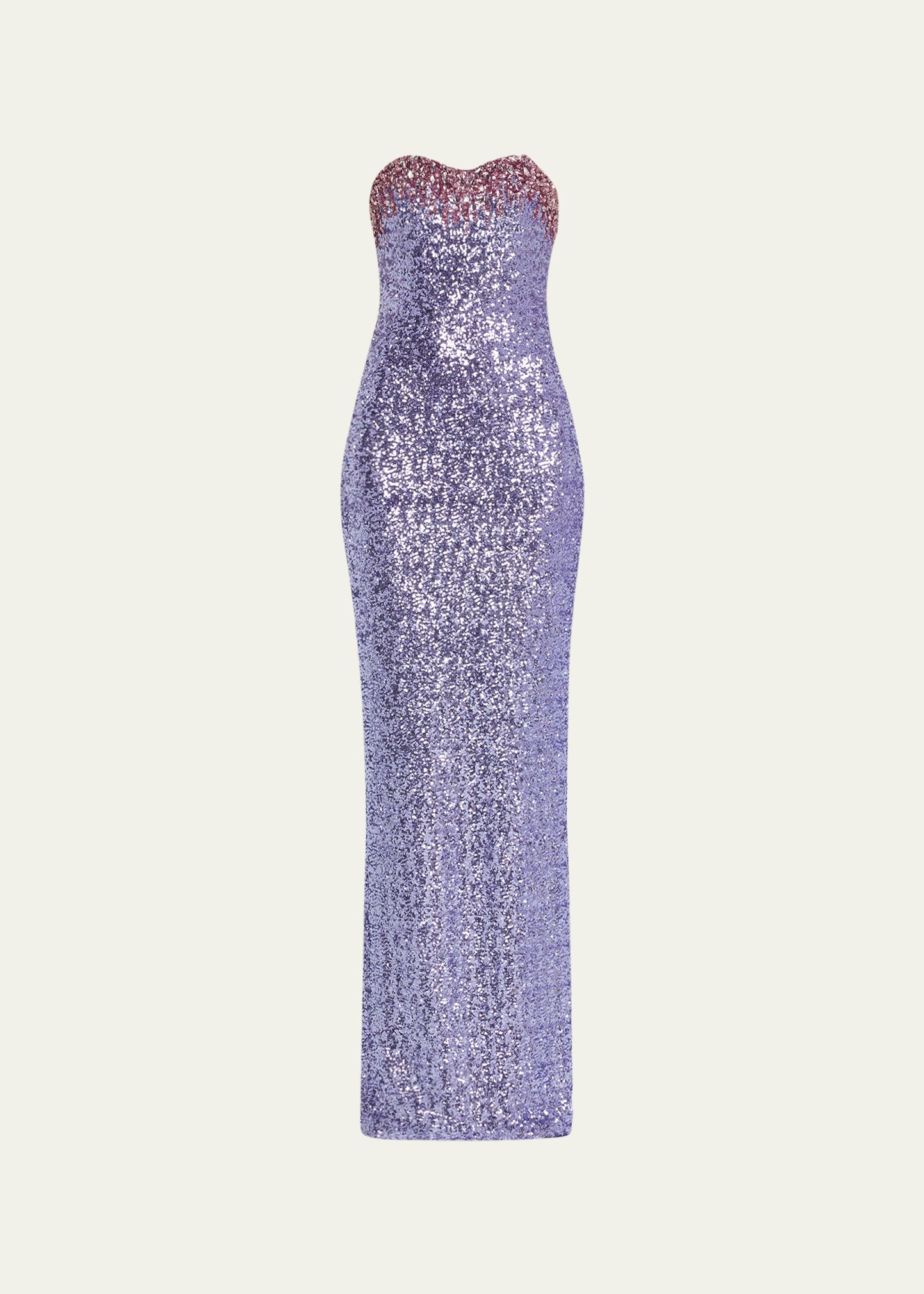 Pamella Roland Sequin-embellished Strapless Column Gown With Oversized ...