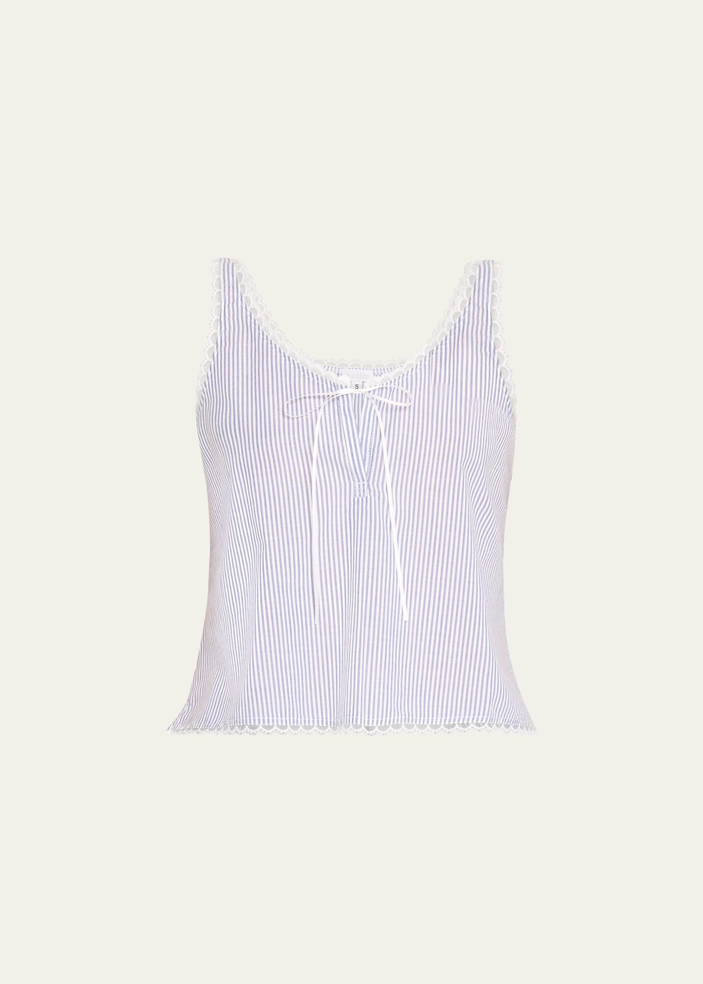 Andine Vivi Striped Lace-trim Cotton Tank In Navy