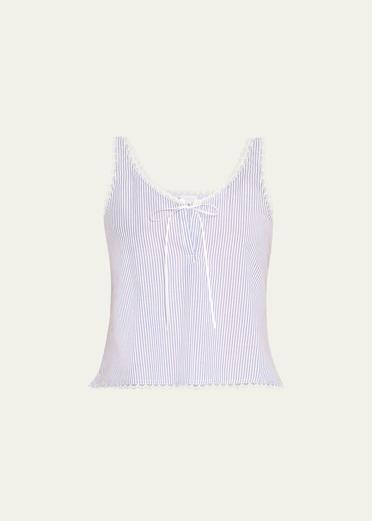 Vivi Striped Lace-Trim Cotton Tank