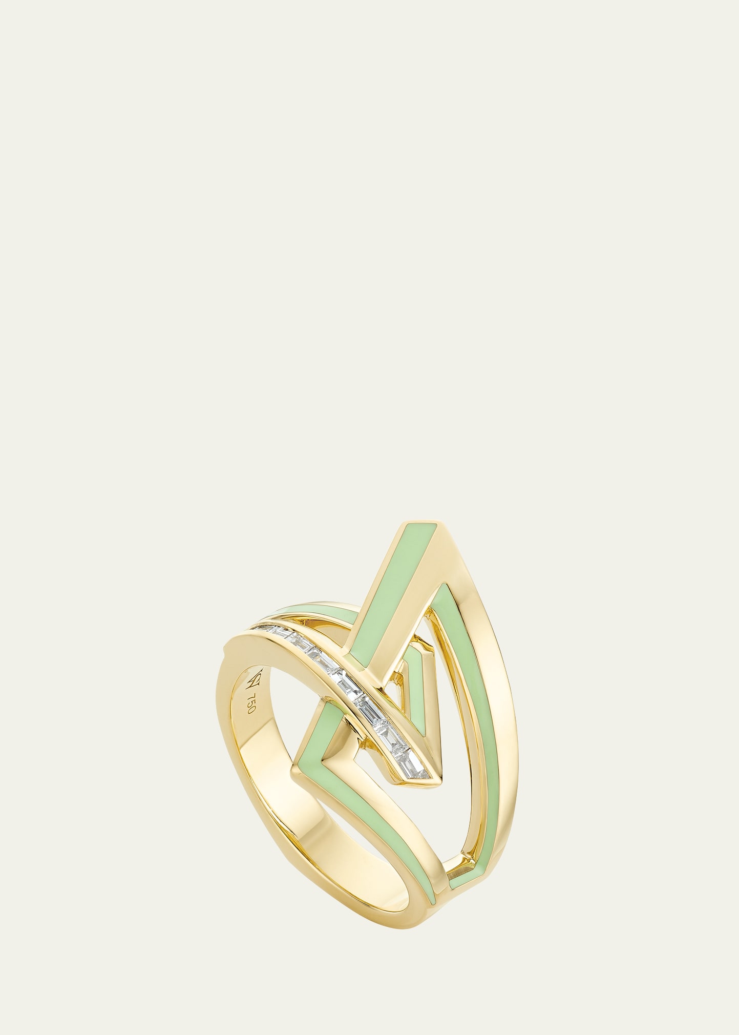 Stephen Webster 18k Yellow Gold Vertigo Obtuse Ring With Diamonds In Green
