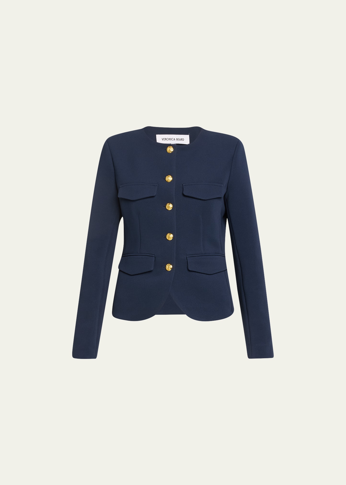 Shop Veronica Beard Kensington Tailored Knit Jacket In Marine