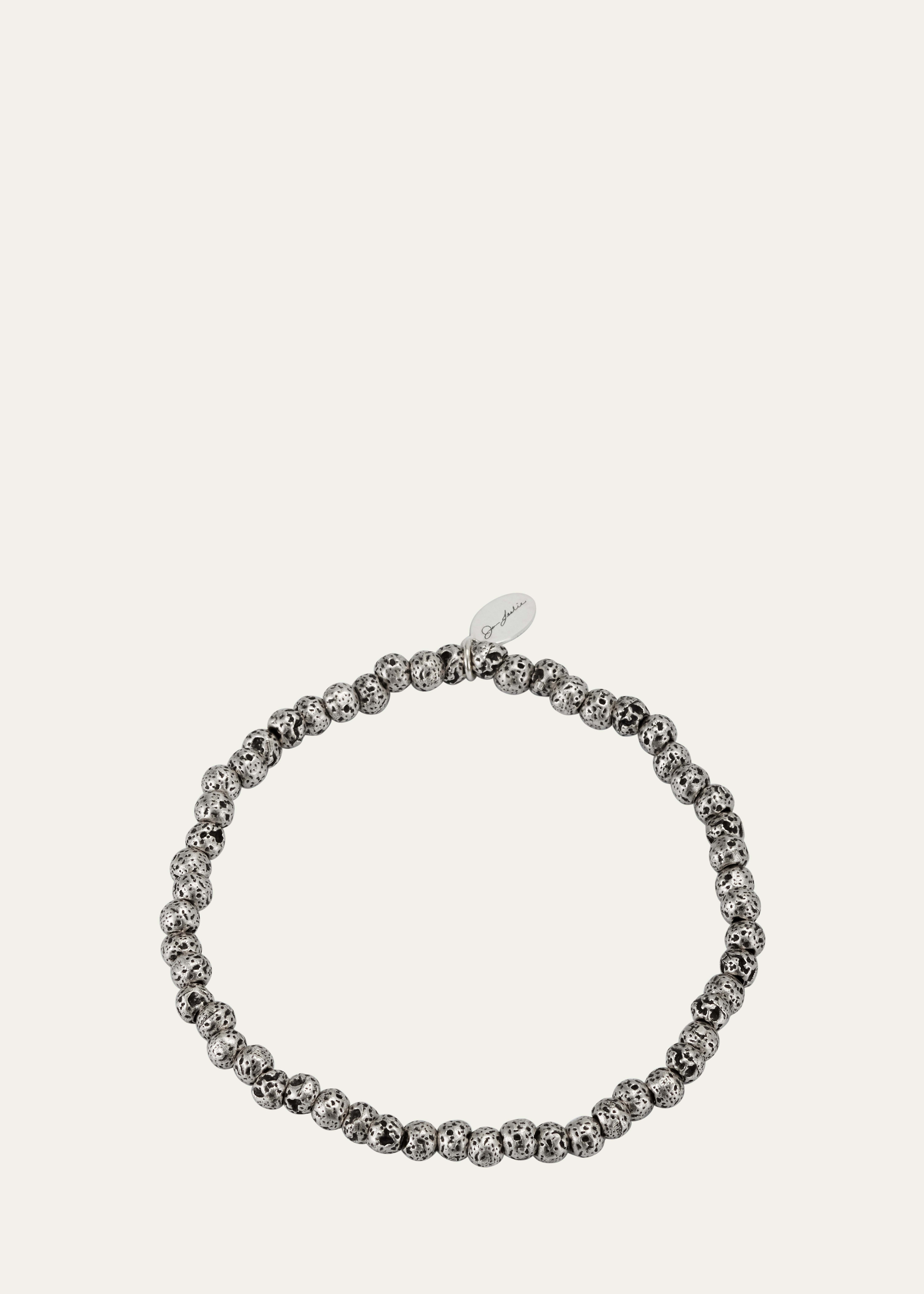 Men's Sterling Silver Lava Beaded Bracelet
