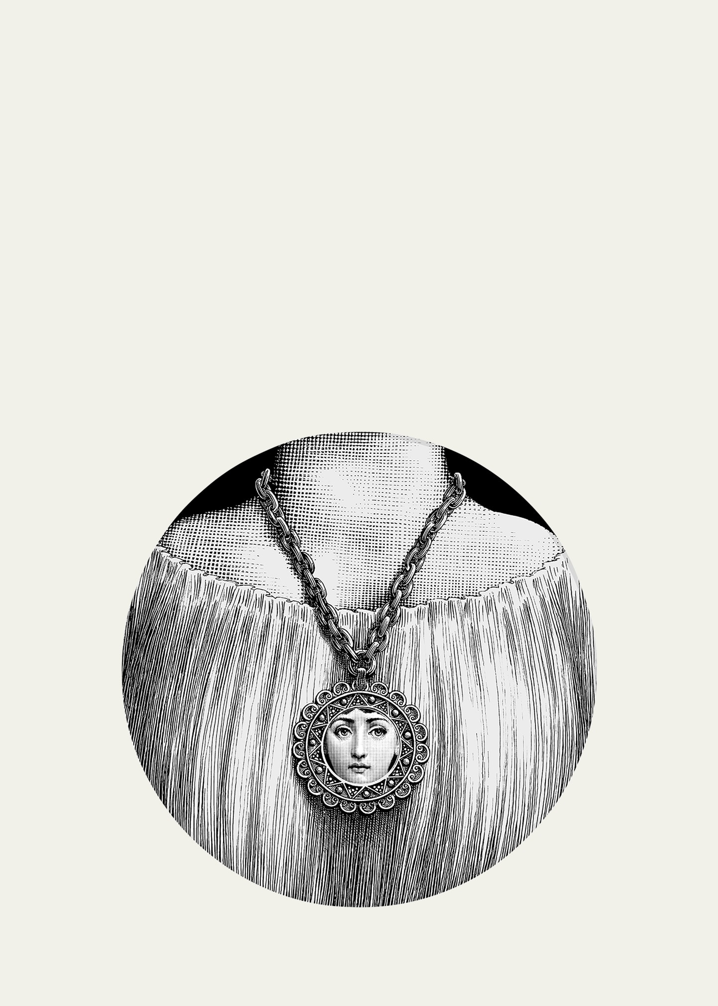 Shop Fornasetti Tema E Variazioni N.206 Face In Pendant Plate In Blackwhite