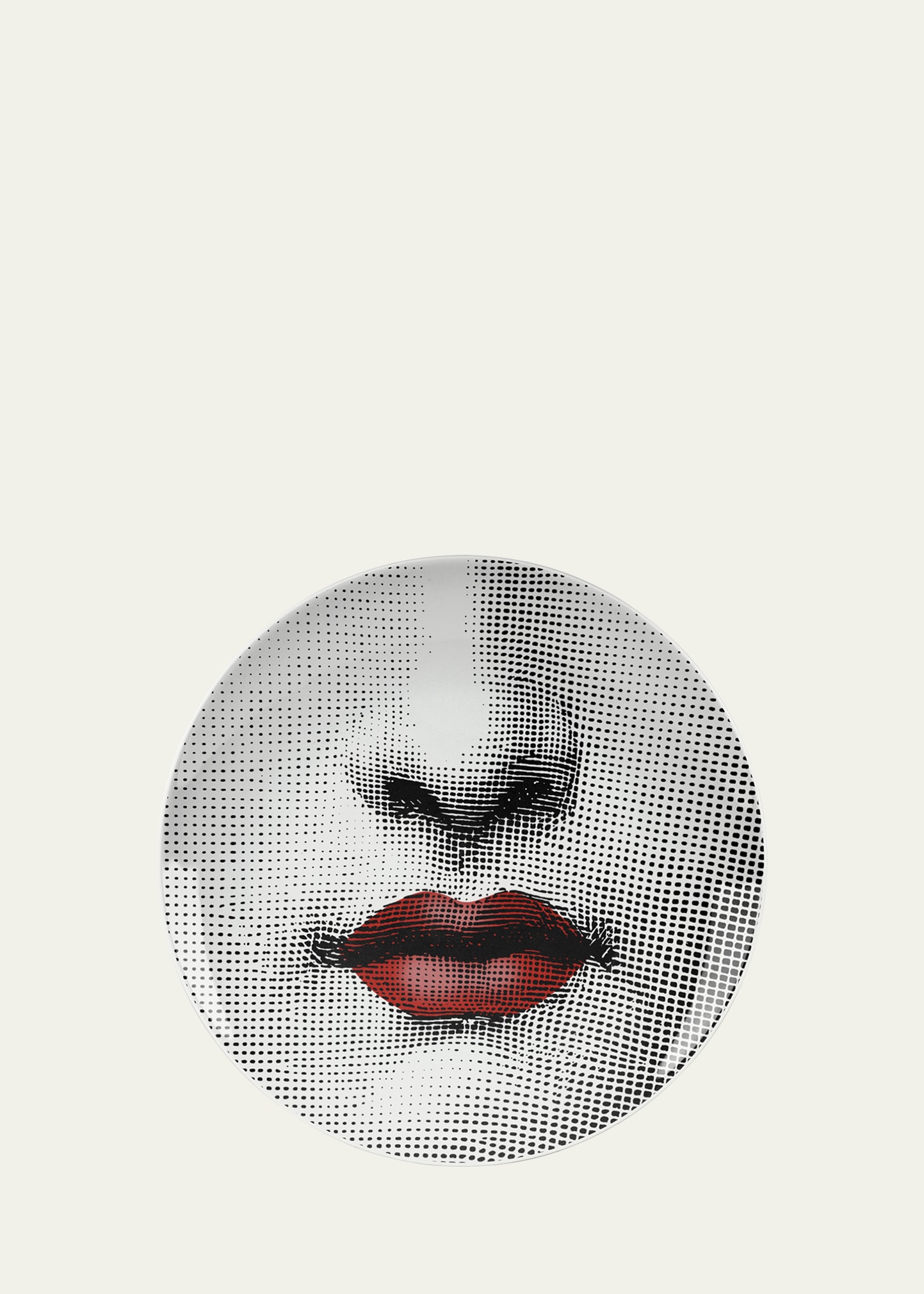Fornasetti Tema E Variazioni N.397 Red Lips Plate In Black White