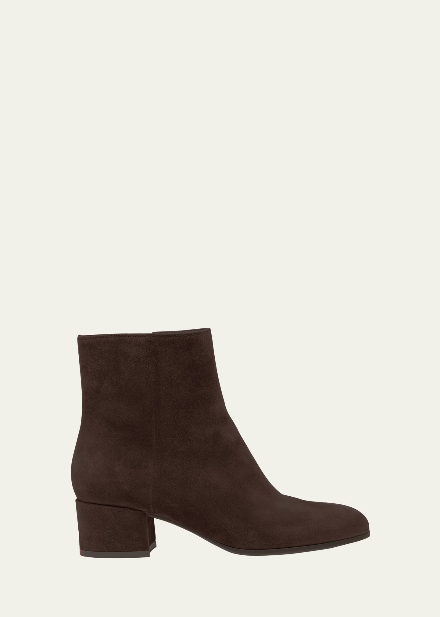 Gianvito Rossi Suede Block-heel Ankle Booties In Moka