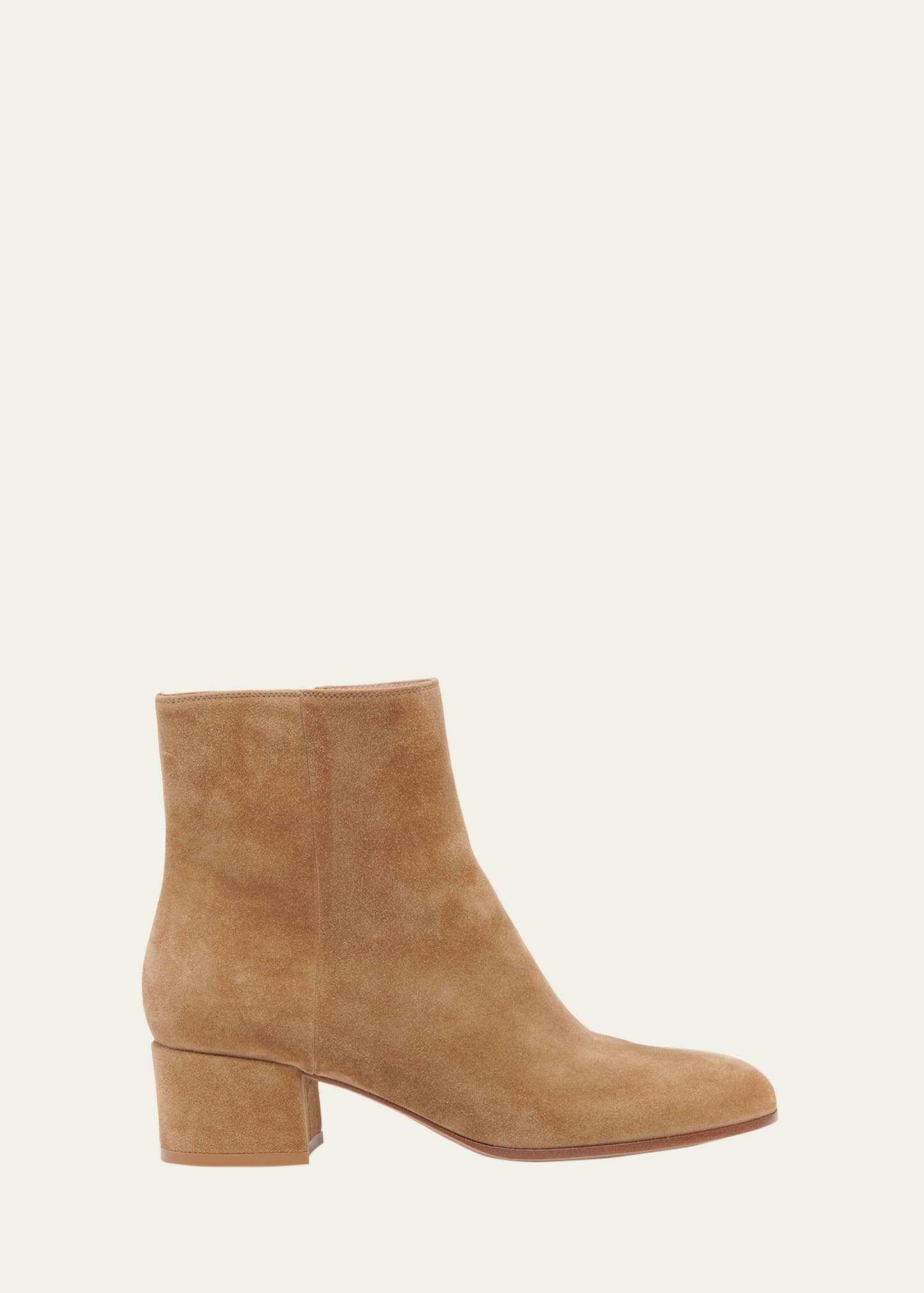 Gianvito Rossi Suede Block-heel Ankle Booties In Camel