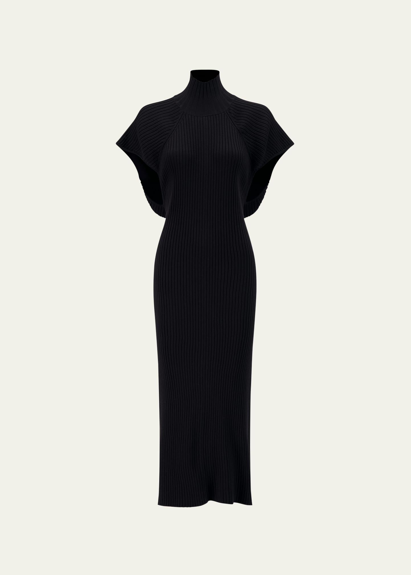 Shang Xia High-neck Wool Midi Dress In Black