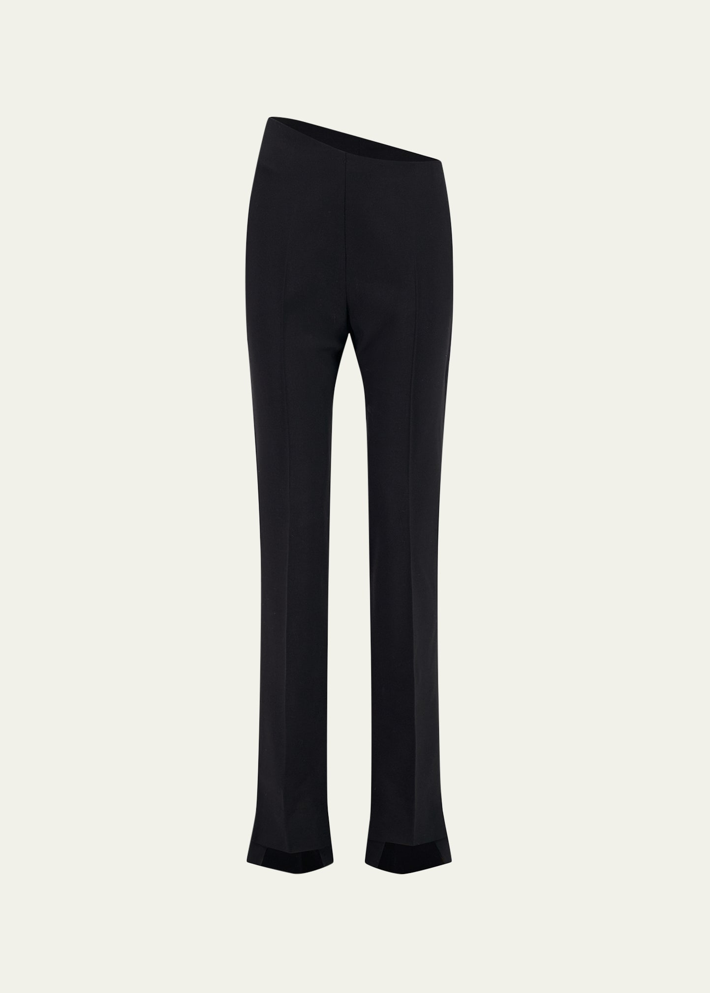 Shang Xia Asymmetric Waistband Straight Leg Wool Pants In Black