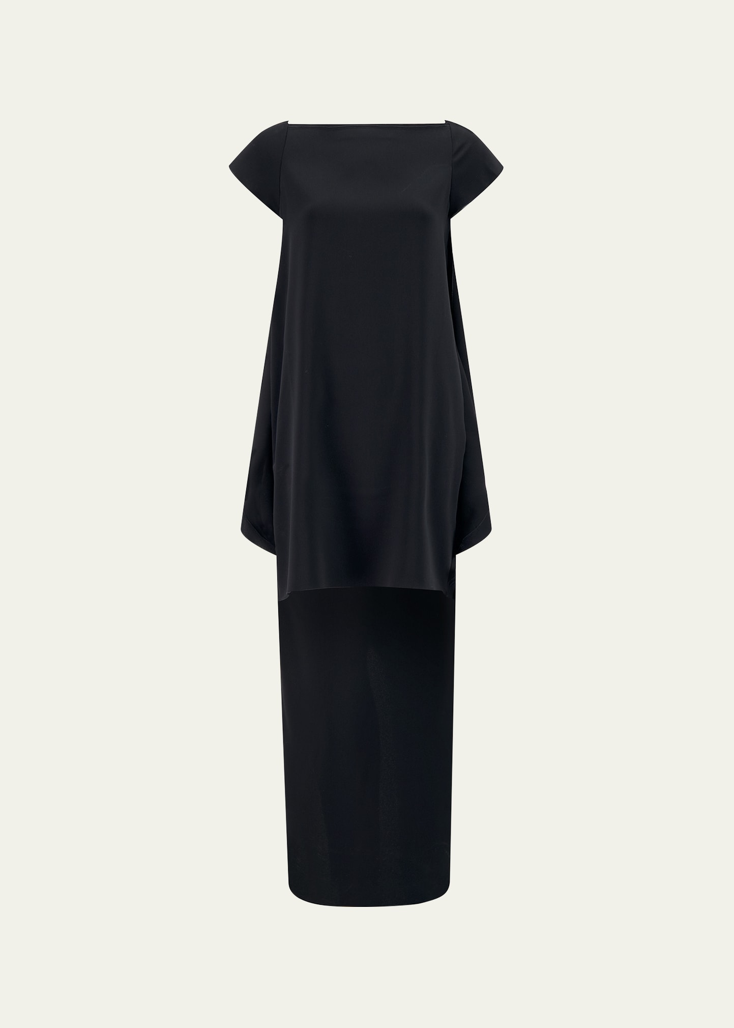 Shang Xia Foldover High-low Dress In Black Black