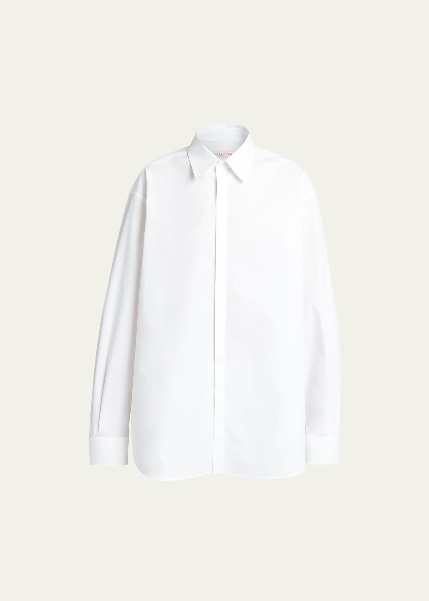 Valentino Men's Heavy Poplin Dress Shirt In White