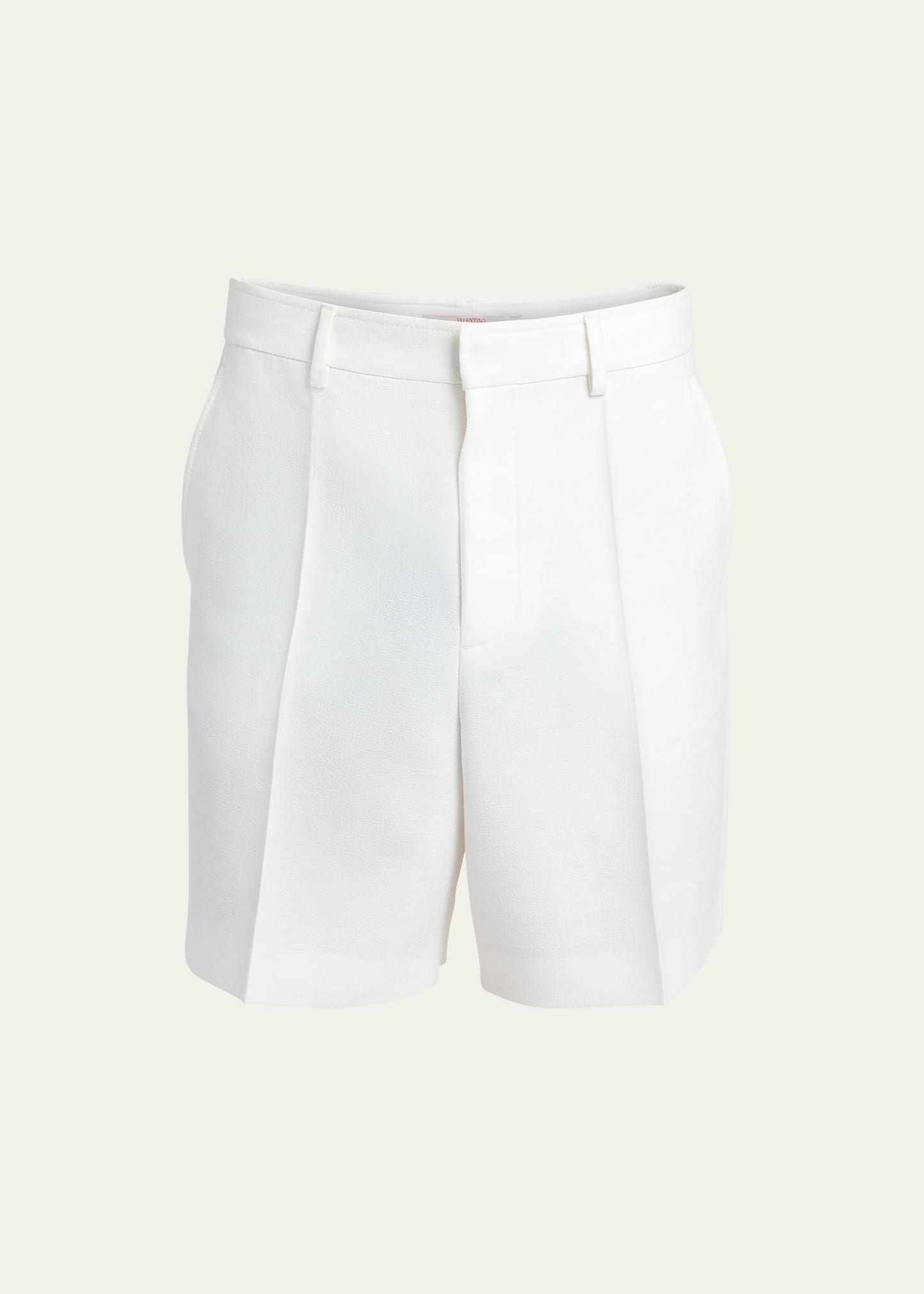 Shop Valentino Men's Wool-silk Bermuda Shorts In Ivory