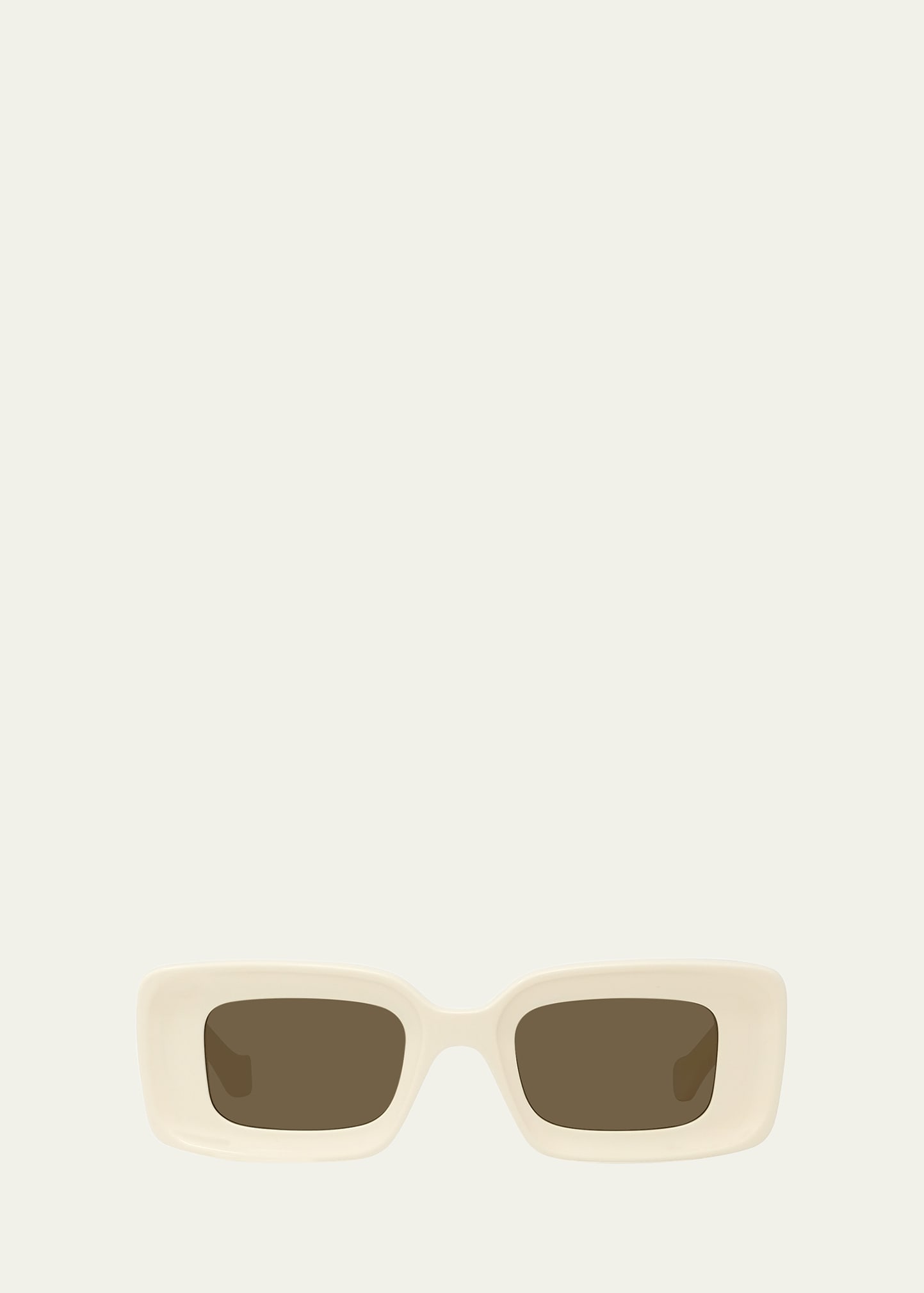 Shop Loewe Anagram Beveled Acetate Rectangle Sunglasses In Ivory Brown