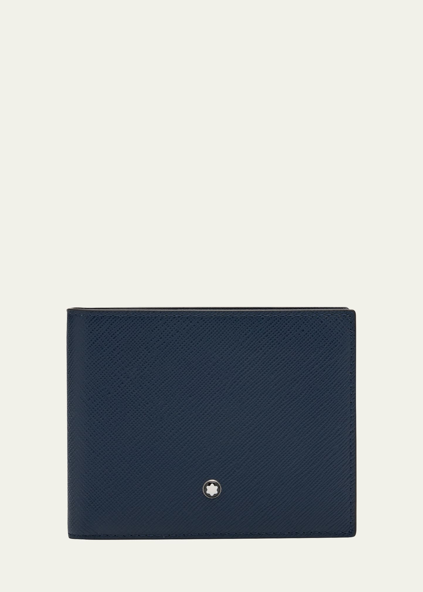 Montblanc Sartorial Cross-grain Leather Billfold Wallet In Blue