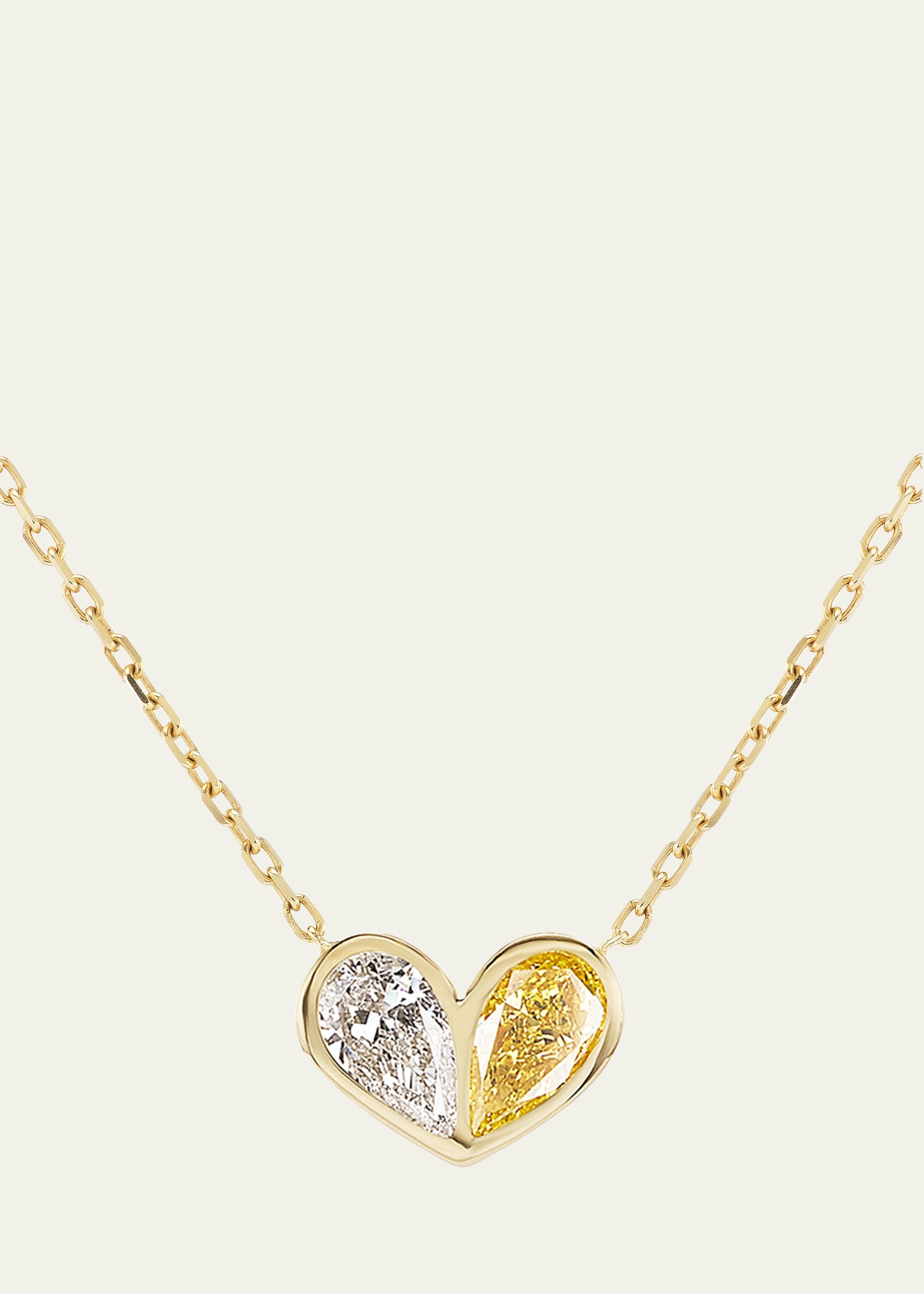 Yellow Gold Sweetheart Necklace with Yellow and White Diamonds