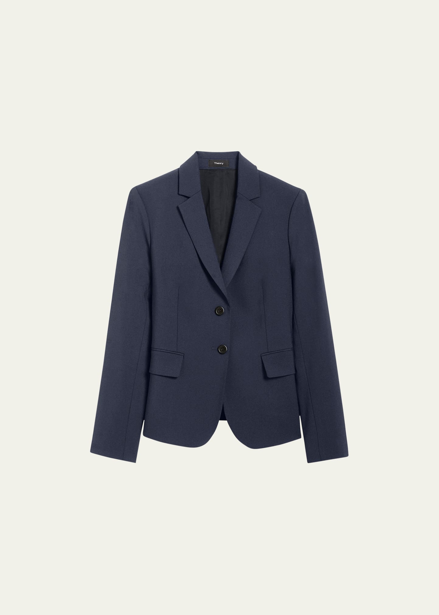 Theory Single-breasted Blazer Jacket In Navy Blue Polyester In Nctrn Way