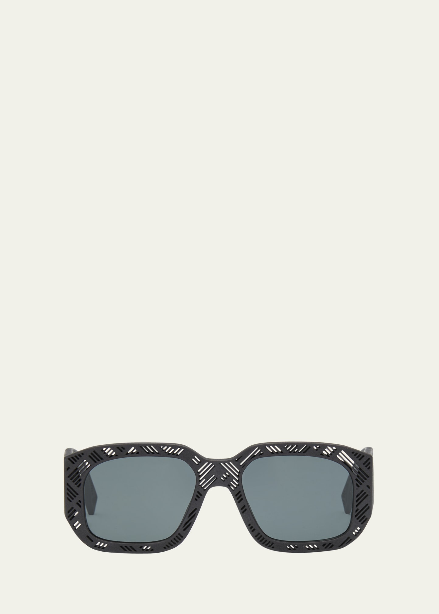 Fendi Shadow Acetate Rectangle Sunglasses In Black