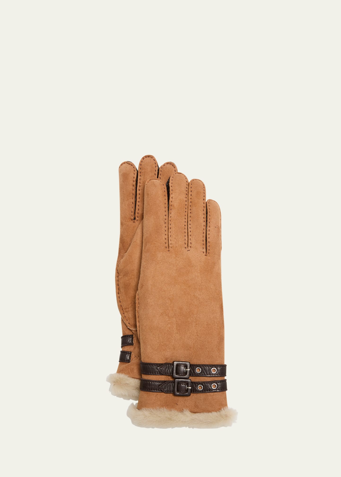 Double-Faced Suede & Shearling Gloves