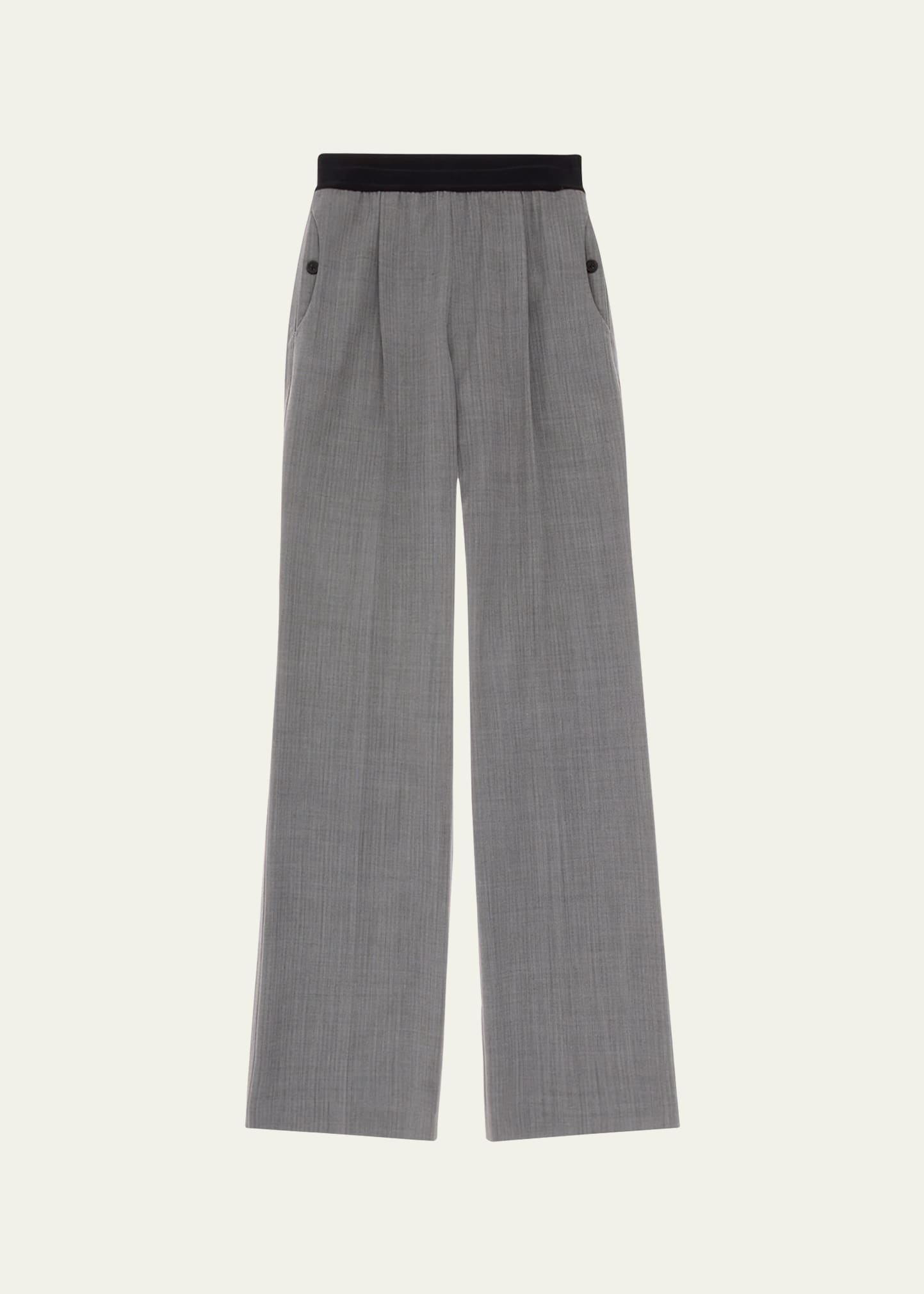 Helmut Lang Herringbone Pull-on Suit Pants In Blk Wht ml