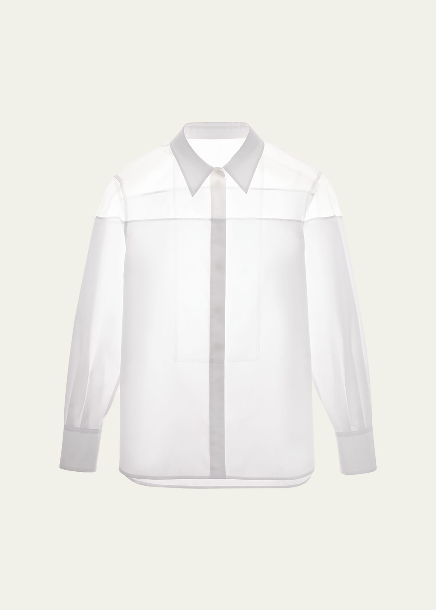 Shop Helmut Lang Sheer Paneled Tuxedo Shirt In Optic Wht