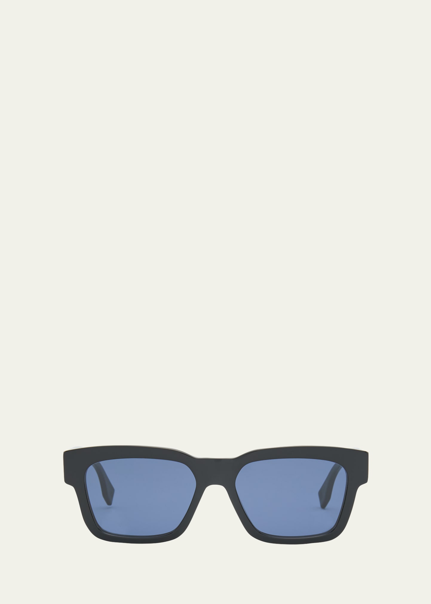 Shop Fendi Men's O'lock Acetate Rectangle Sunglasses In Shiny Black Blue