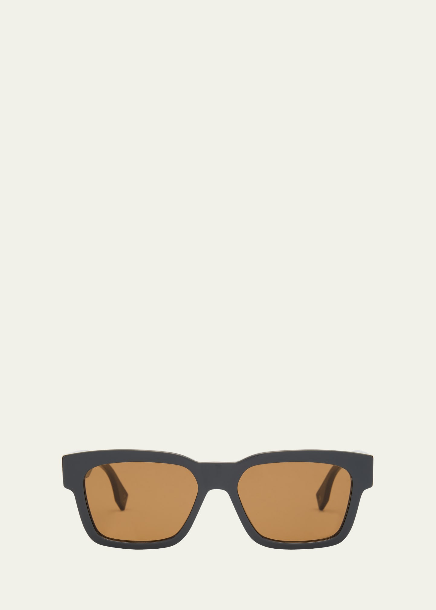 Shop Fendi Men's O'lock Acetate Rectangle Sunglasses In Grey/other/roviex