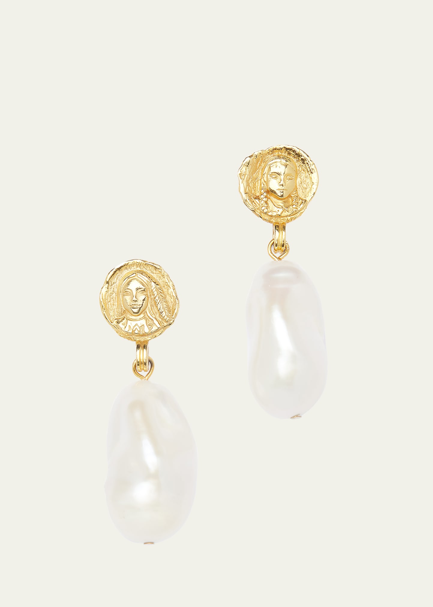 14K Yellow Gold Filles de Gaia Baroque Pearl Earrings
