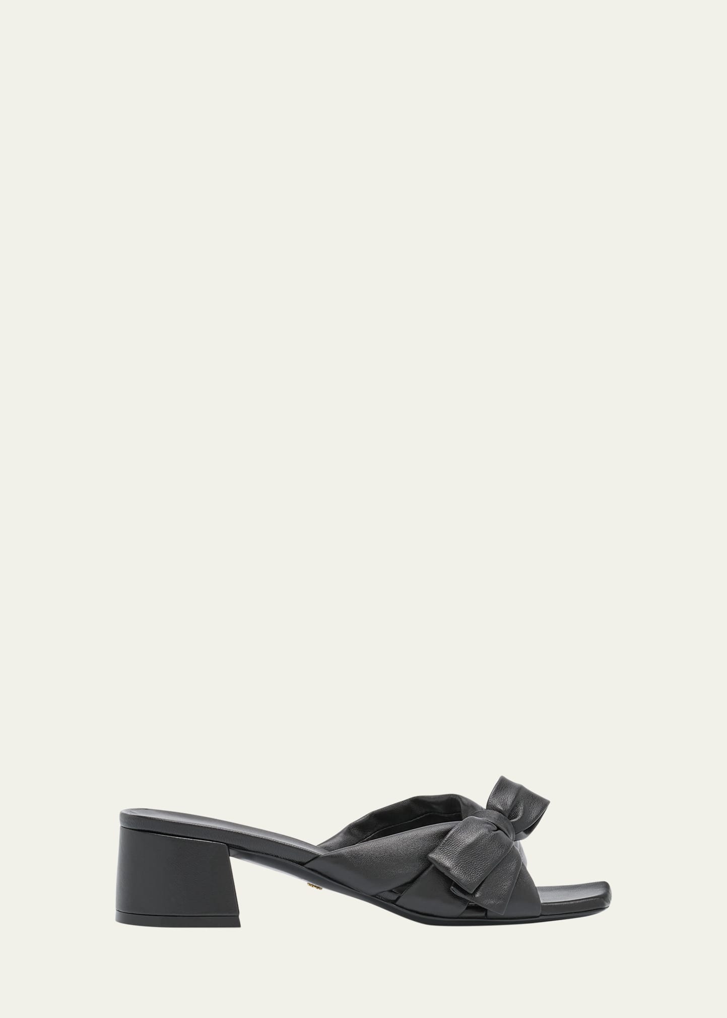 Shop Stuart Weitzman Sofia Lambskin Bow Mule Sandals In Black