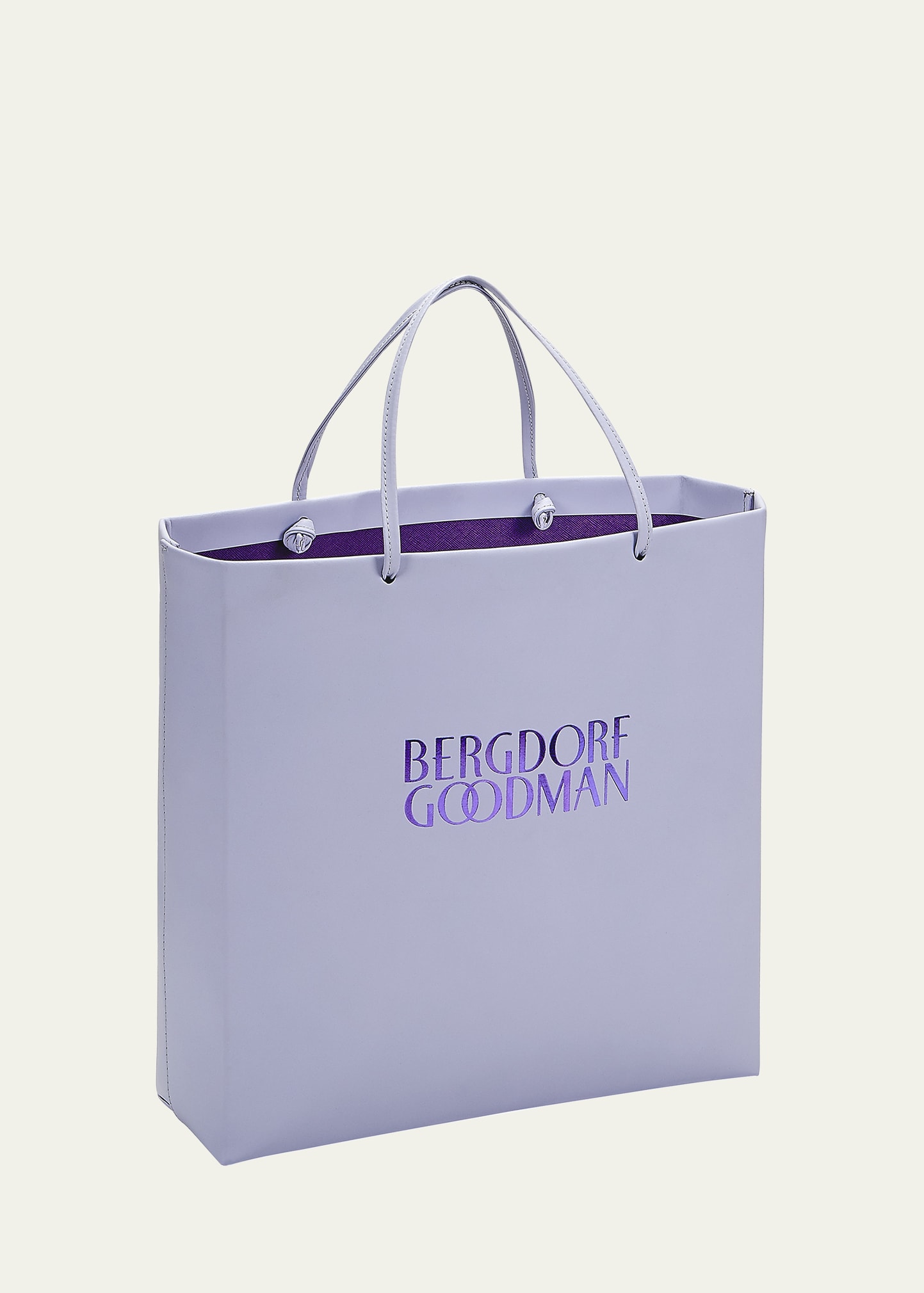 Bergdorf Goodman Bg Leather Shopping Bag, Large In Lilac