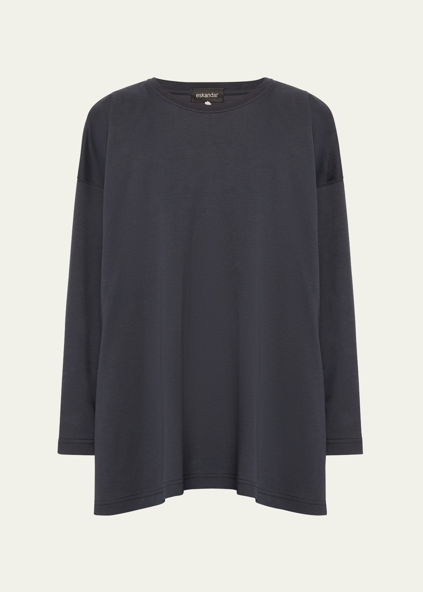 Side Panelled Round Neck Long Sleeve T-Shirt (Mid Plus Length)
