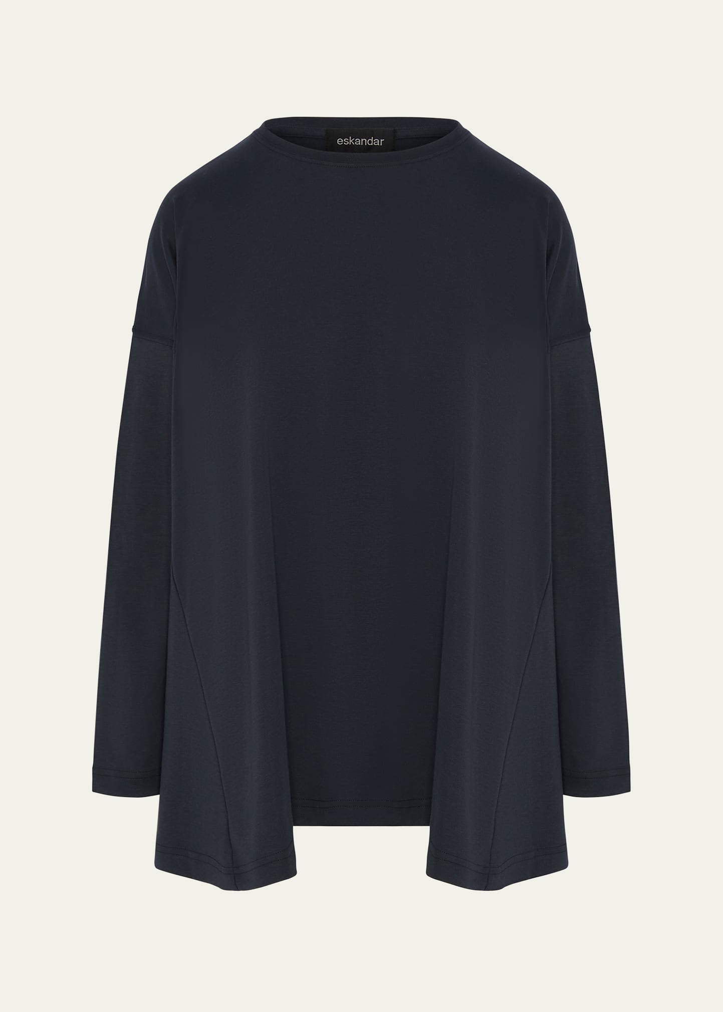 Side Panelled Round Neck Long Sleeve T-Shirt (Mid Plus Length)