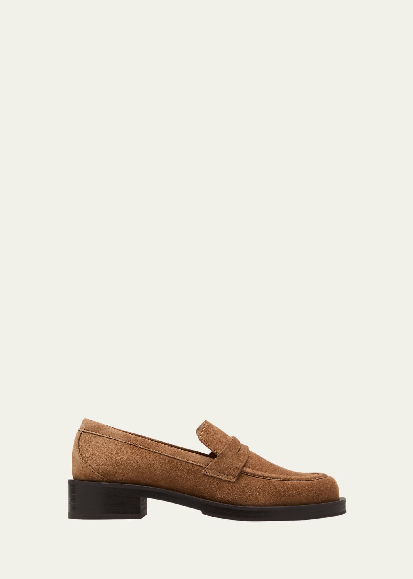 Stuart Weitzman Palmer Suede Penny Loafers In Camel