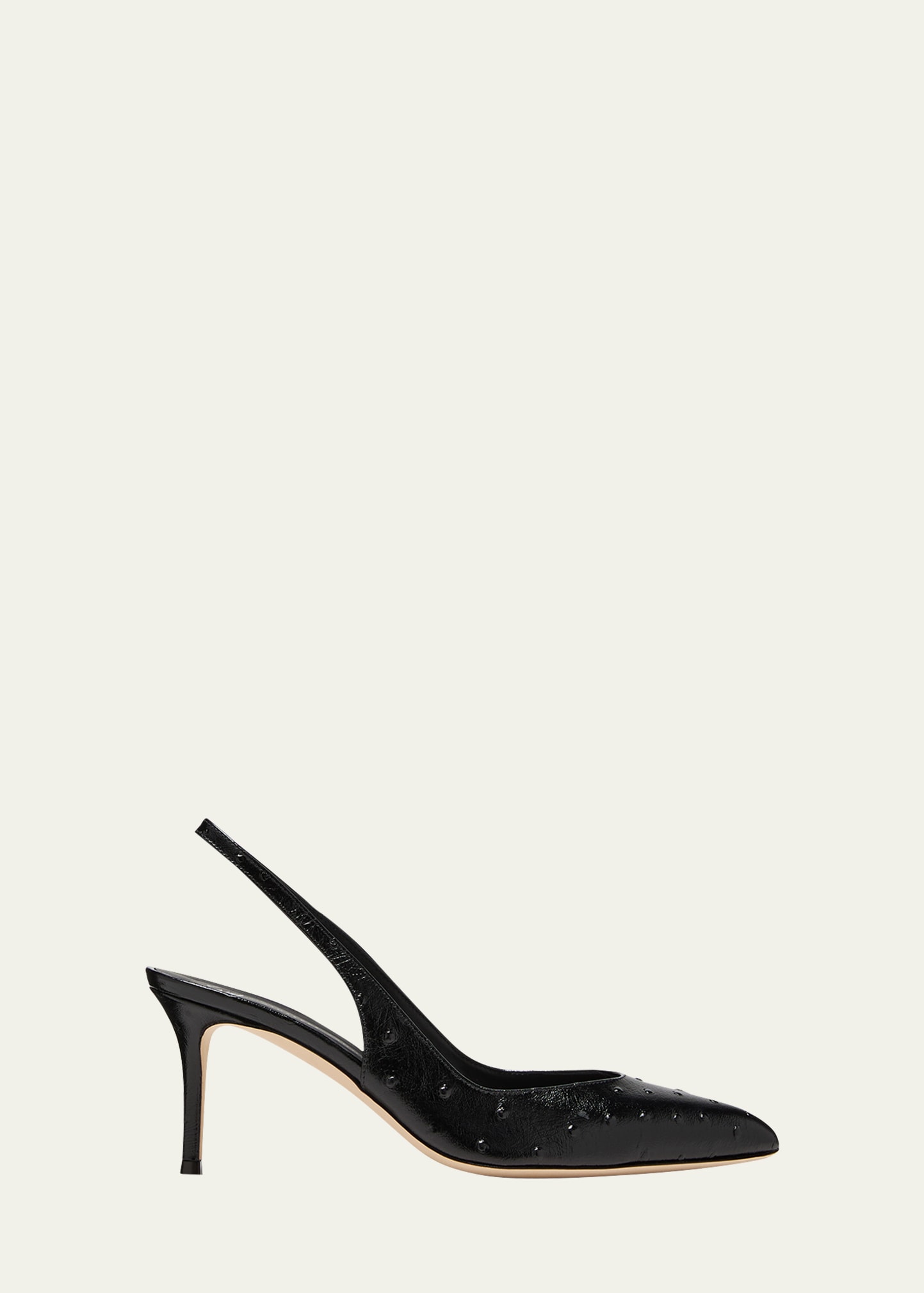 Giuseppe Zanotti Ostrich-embossed Leather Slingback Pumps In Bianco