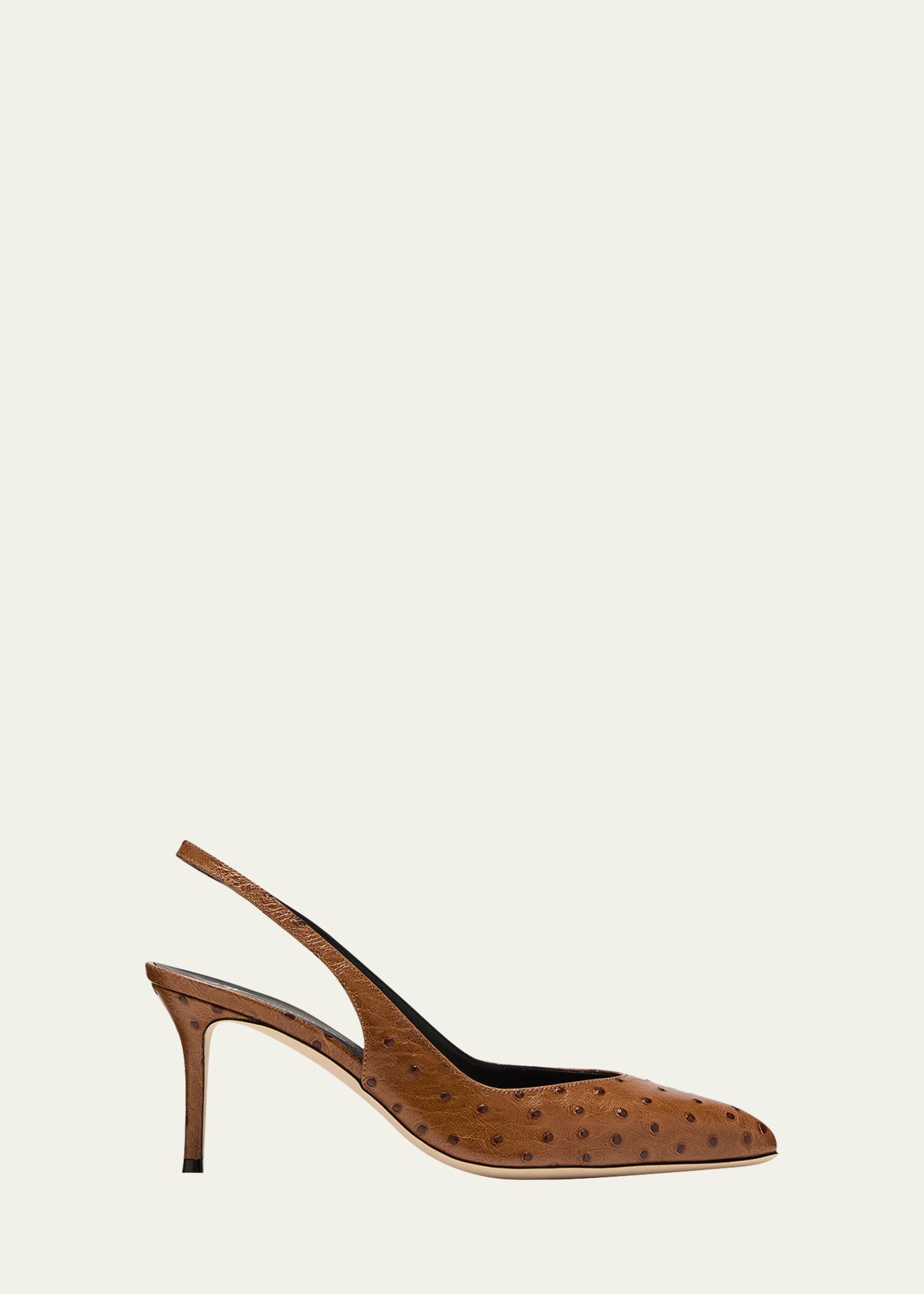 Giuseppe Zanotti Ostrich-embossed Leather Slingback Pumps In Cuoio
