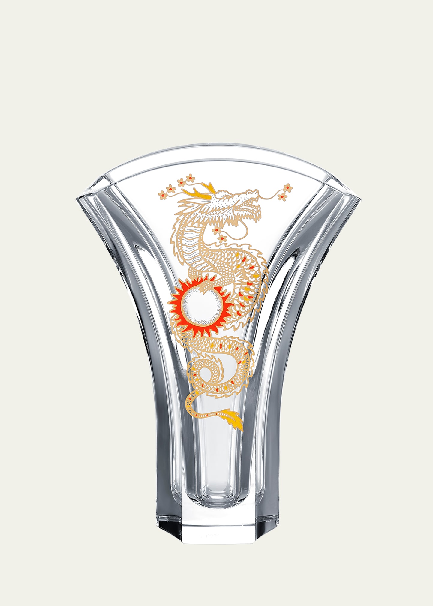 Baccarat Solar Dragon Ginkgo Vase - 10" In Transparent