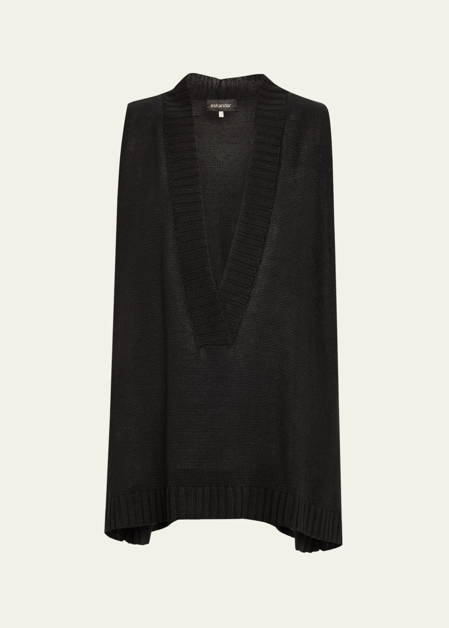 Shop Eskandar Sleeveless A-line V-neck Vest (mid Plus Length) In Black
