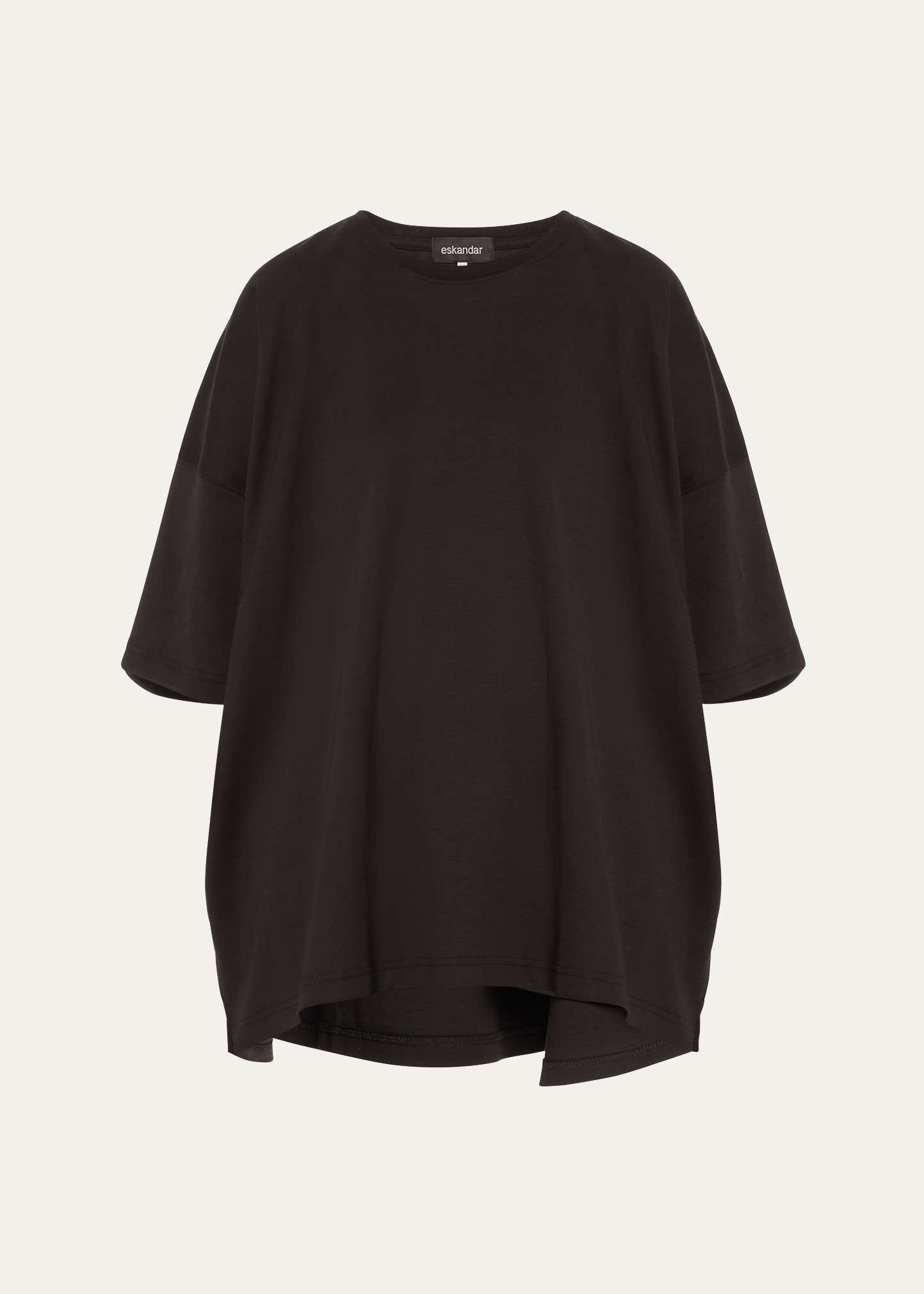 Eskandar Short Sleeve Longer Back T-shirt Mid Plus In Black