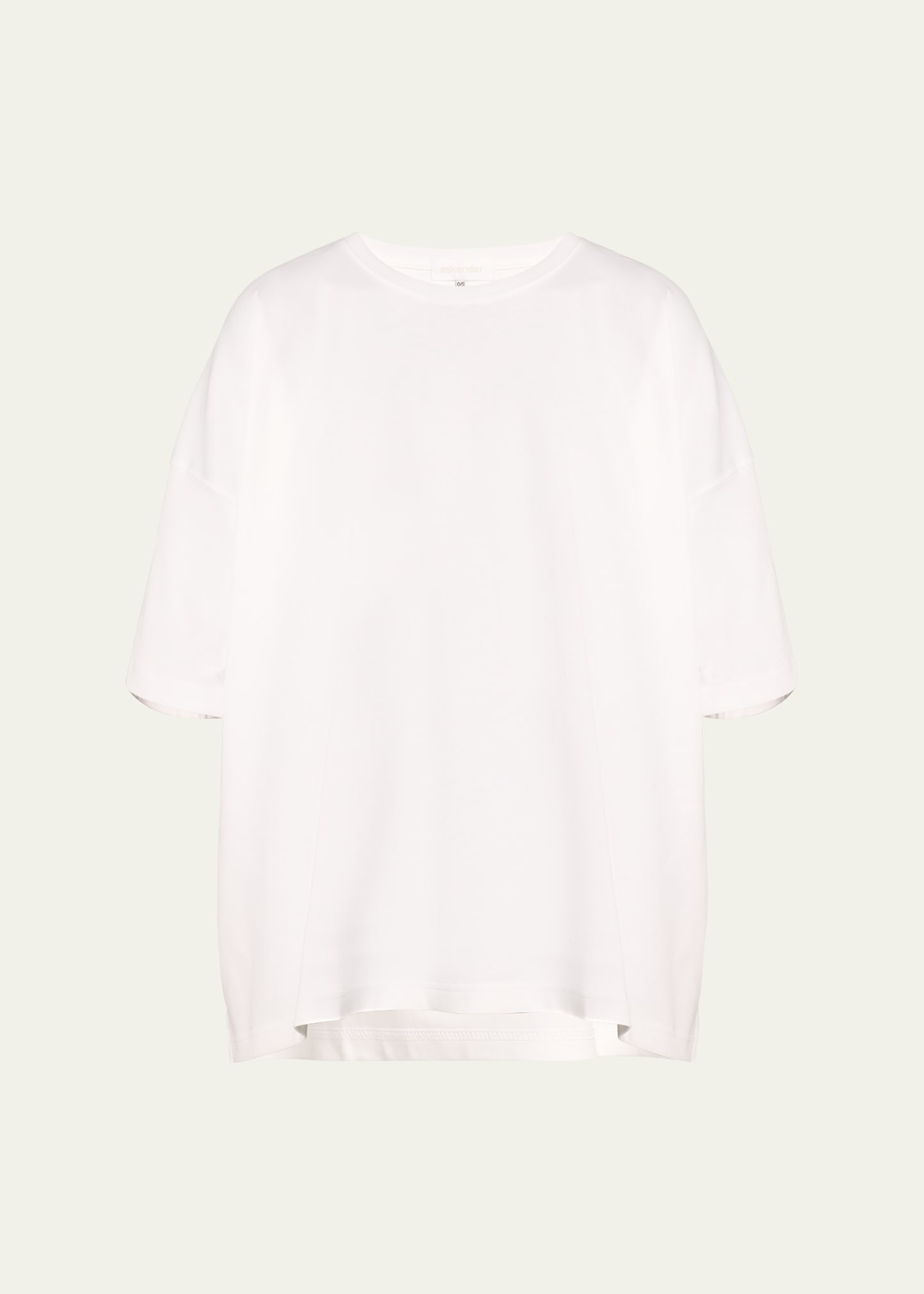 Eskandar Short Sleeve Longer Back T-shirt Mid Plus In White