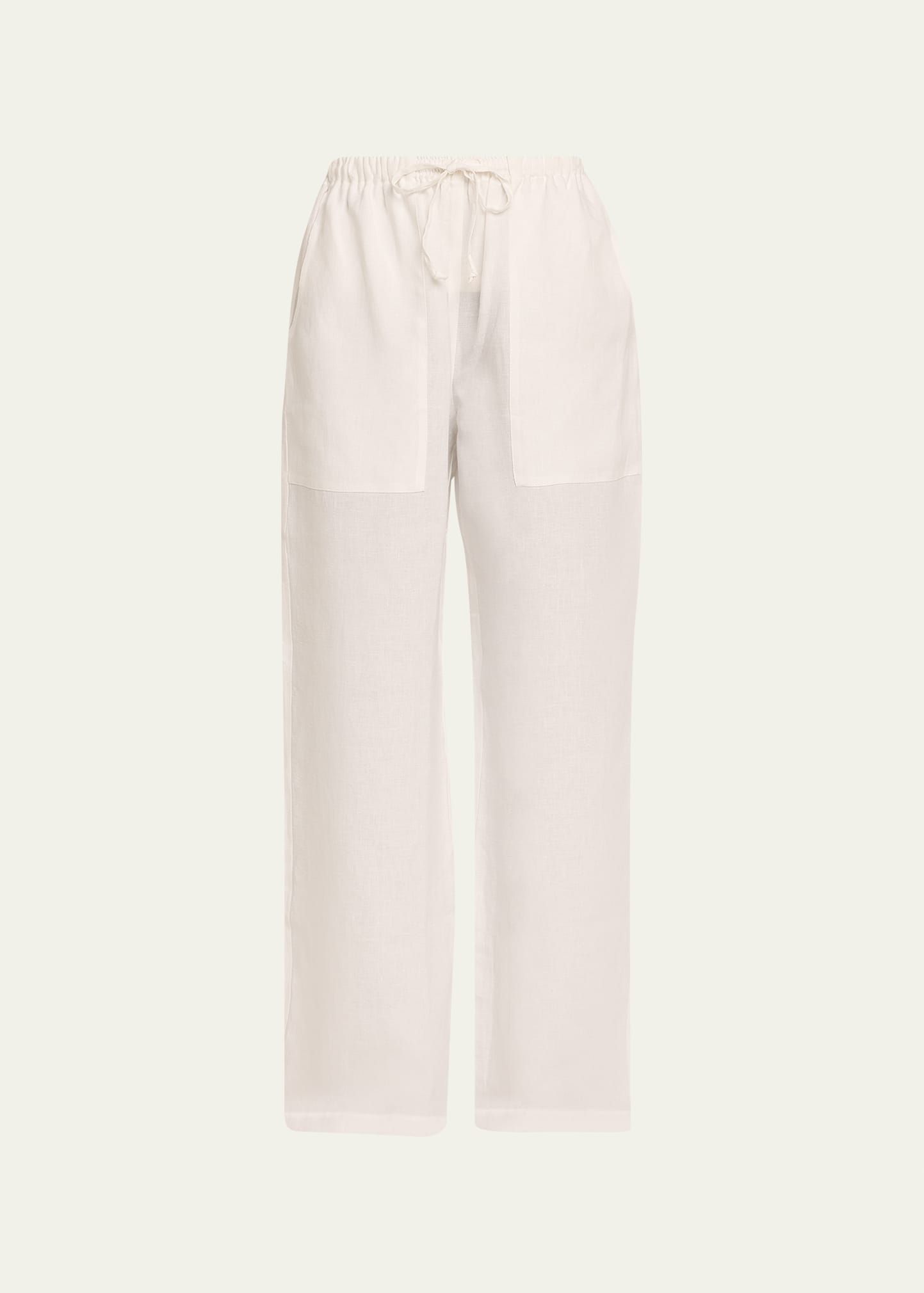 Shop Eskandar Patch-pocket Straight-leg Drawstring Trousers In White