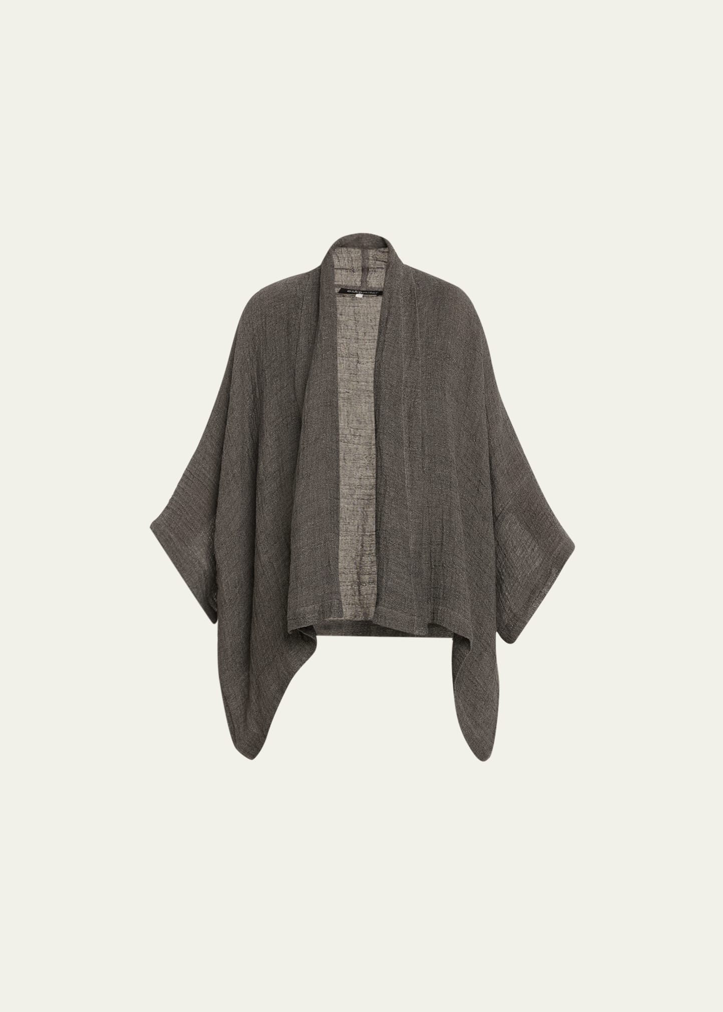 Eskandar Wide Short-sleeve Scrunch Shawl-collar Jacket (mid Plus Length) In Slate