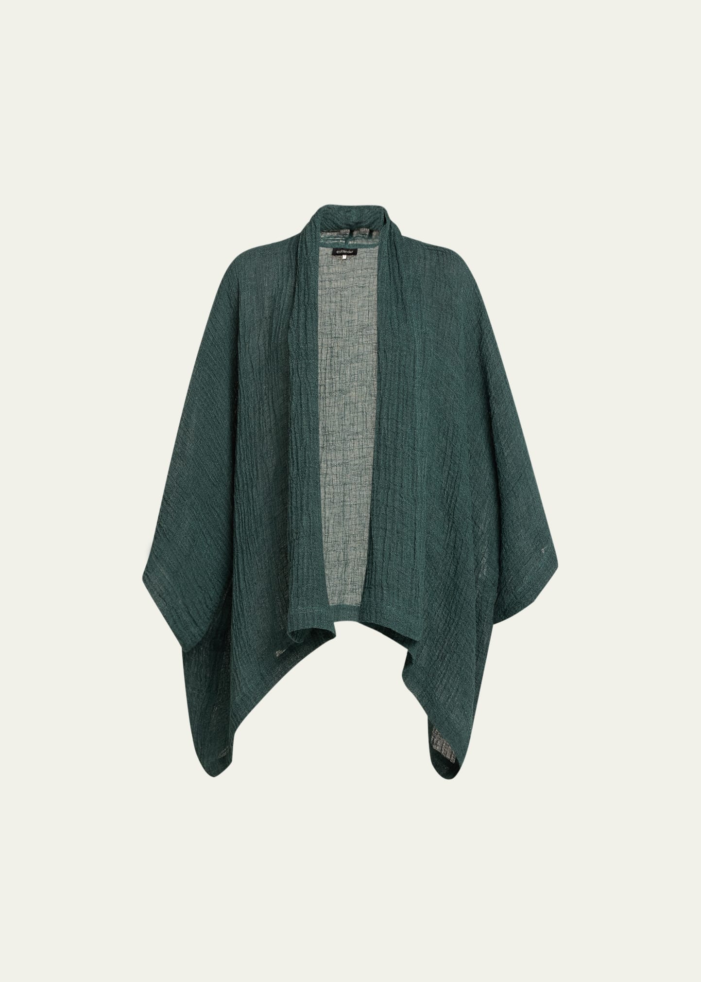 Shop Eskandar Wide Short-sleeve Scrunch Shawl-collar Jacket (mid Plus Length) In Tealgreen
