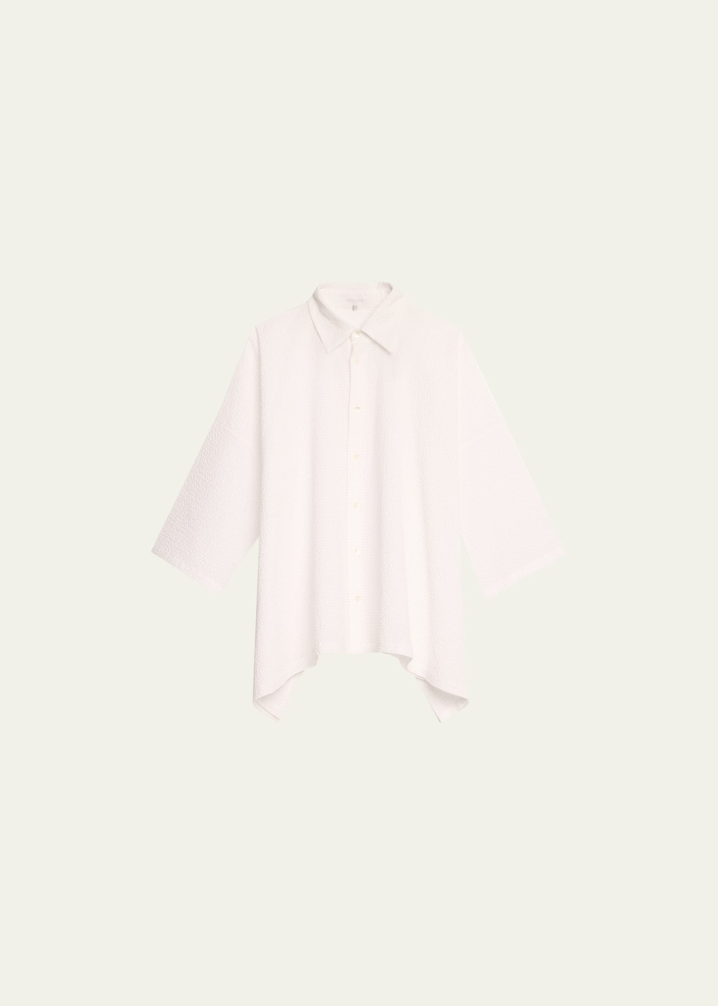 Shop Eskandar Dps Short-sleeve Shirt With Collar (mid Plus Length) In White