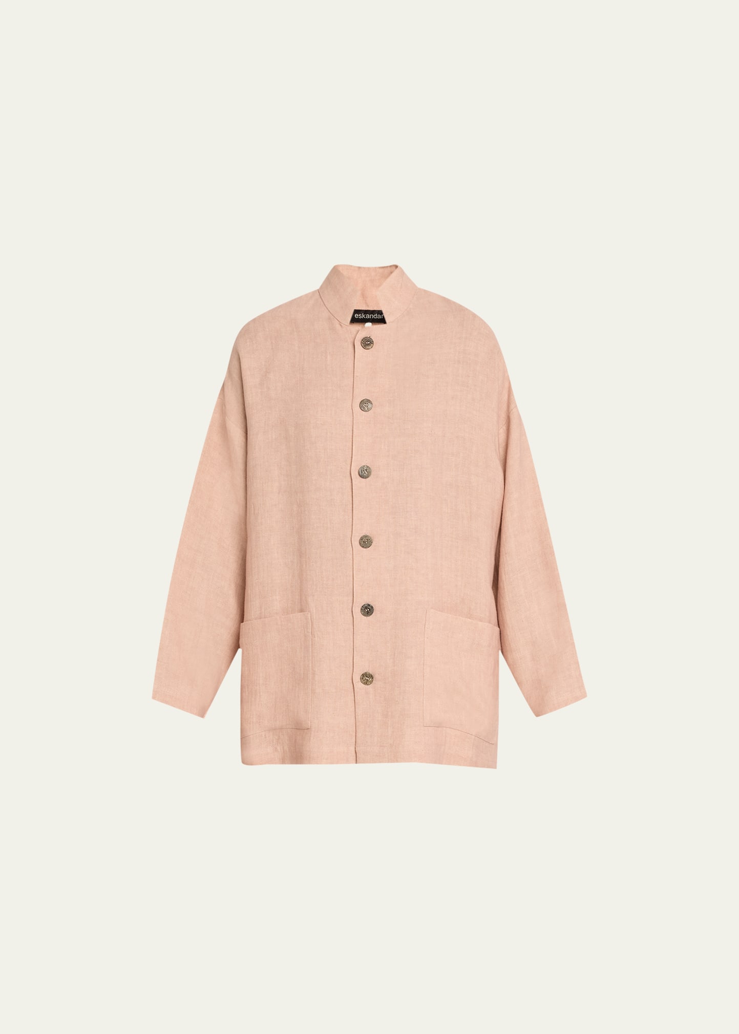 Shop Eskandar Achkan Stand-collar Jacket (long Length) In Rosepowder