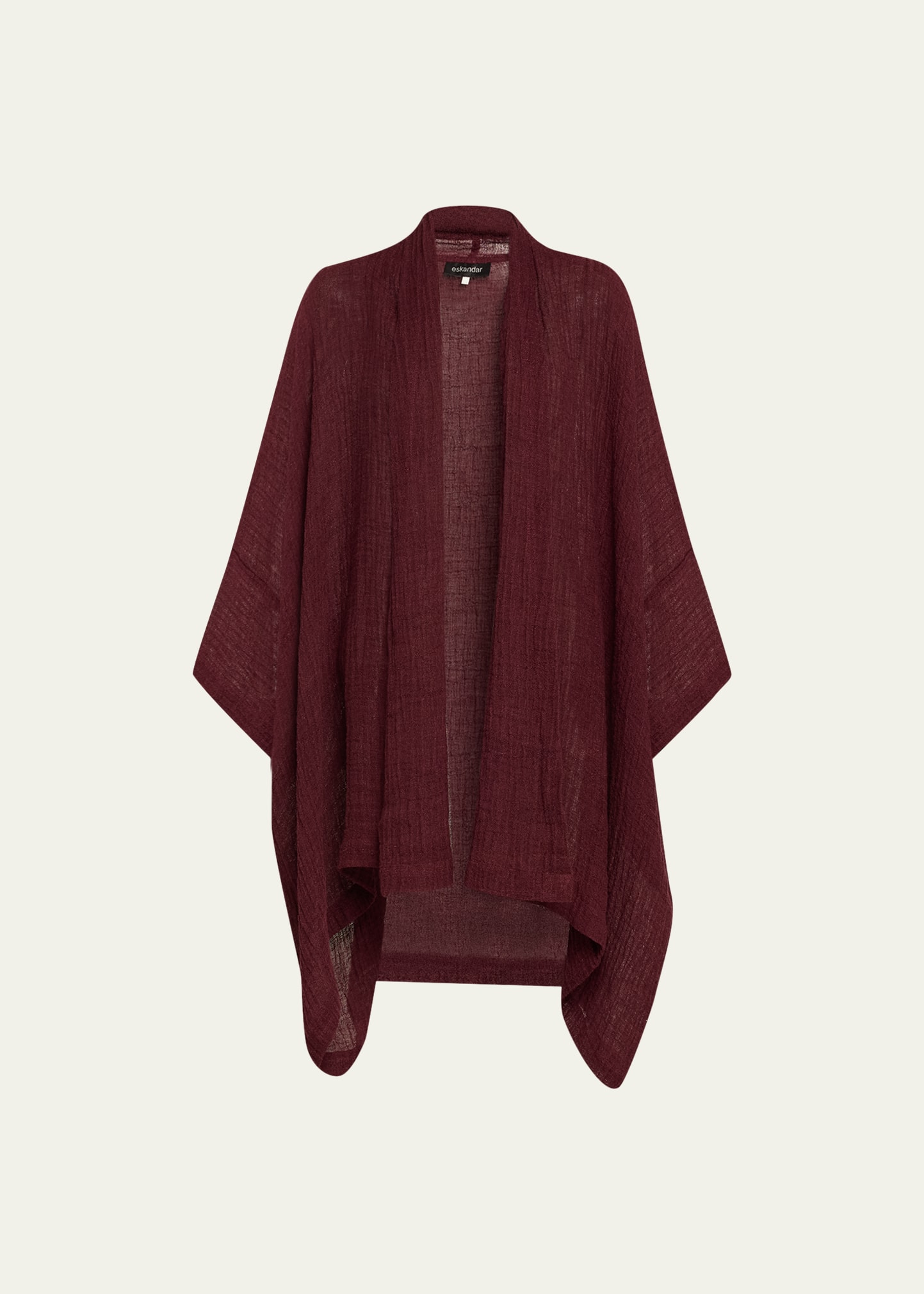 Shop Eskandar Wide Short-sleeve Scrunch Shawl-collar Jacket (long Plus Length) In Cochineal