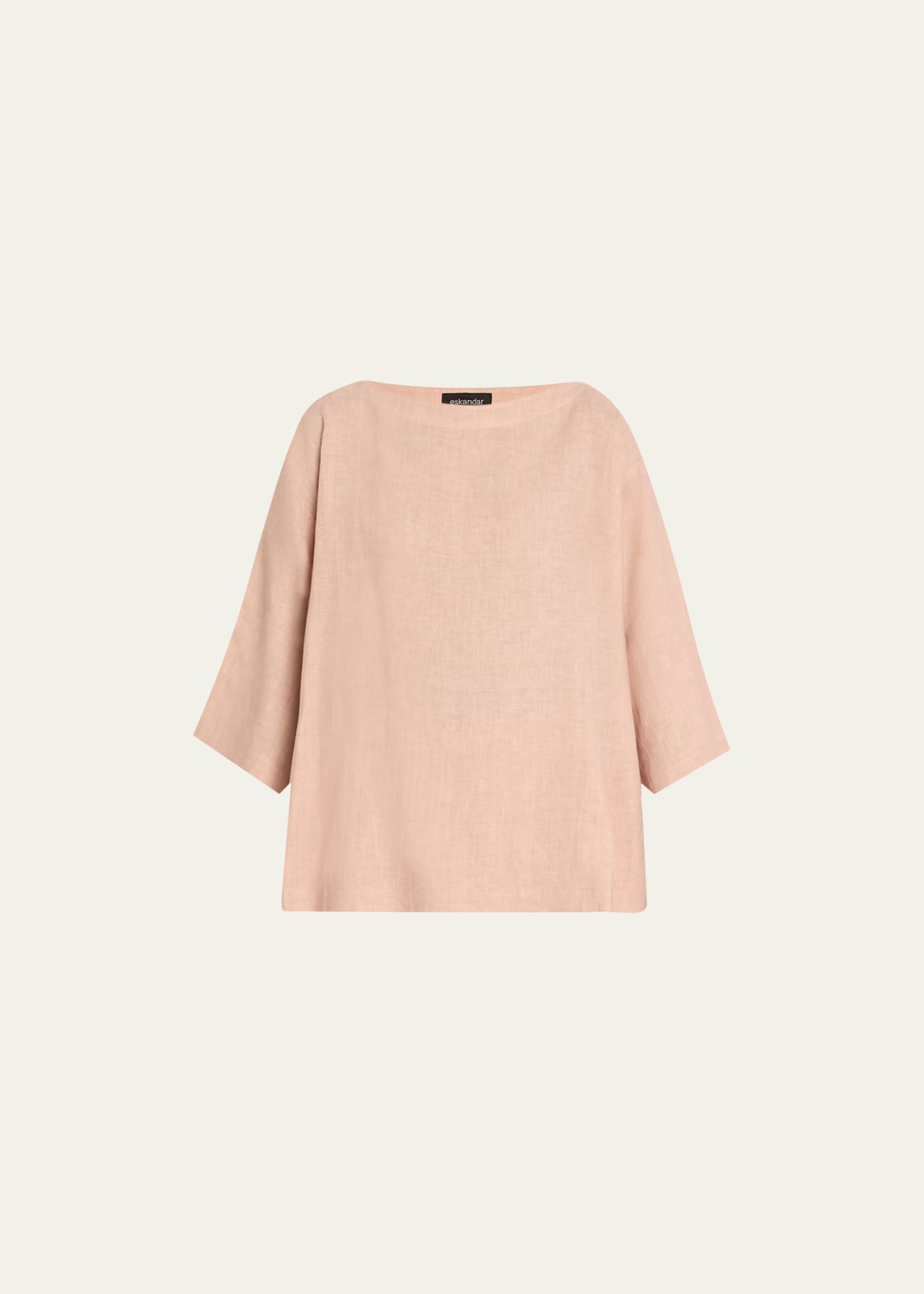 Side-Panel 3/4-Sleeve Scoop-Neck Tunic (Mid Plus Length)