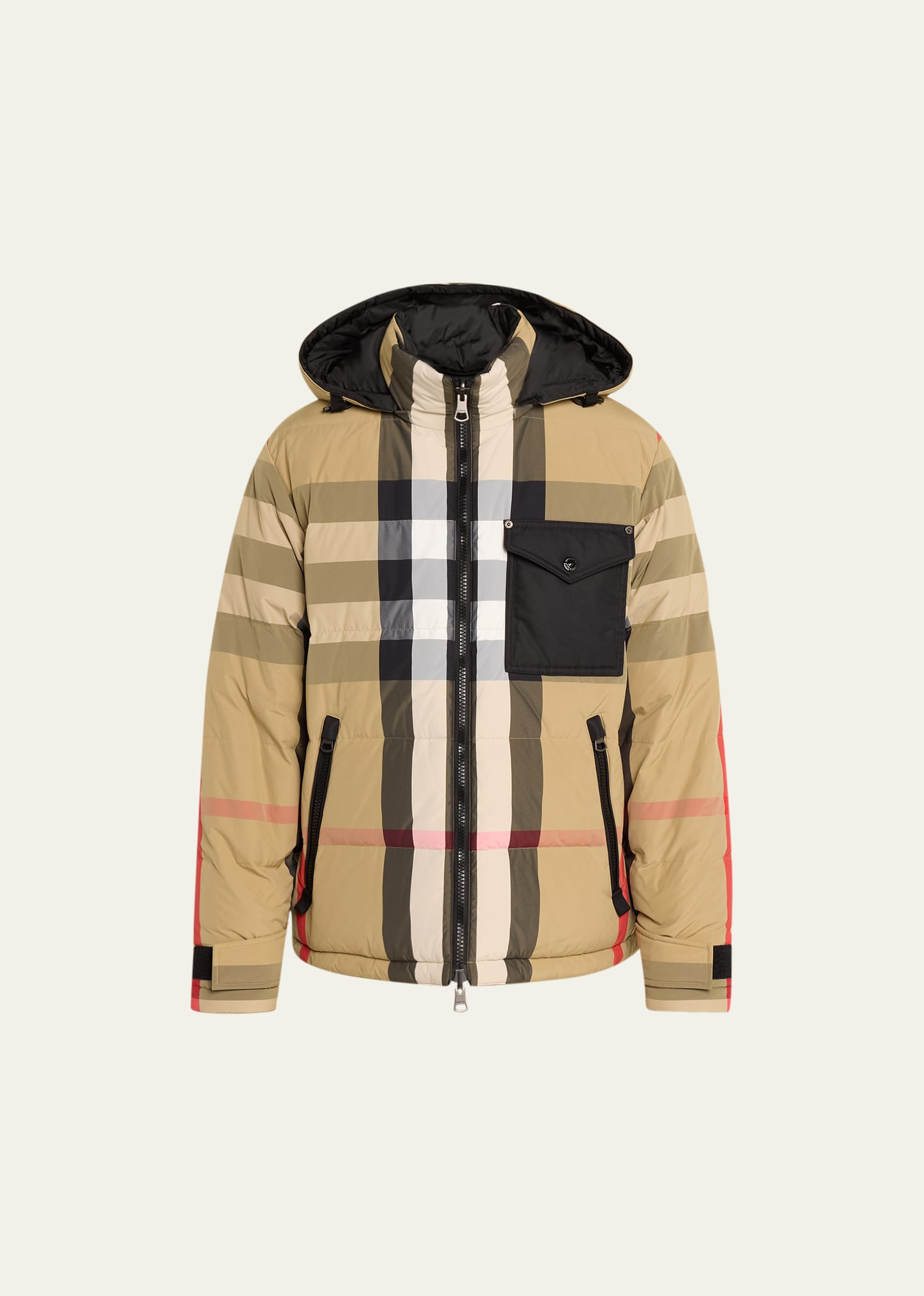 Shop Burberry Men's Rutland Check Puffer Jacket In Archive Beige Ip