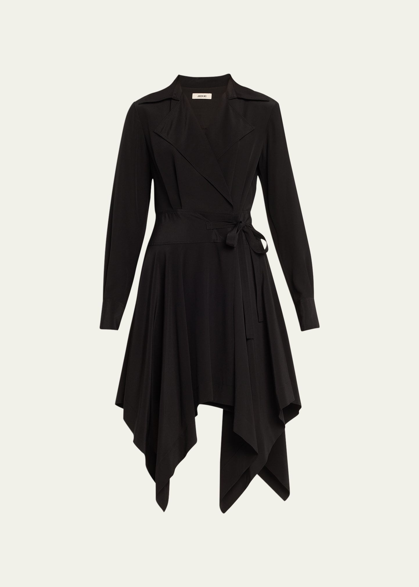 Handkerchief Silk Midi Wrap Shirtdress